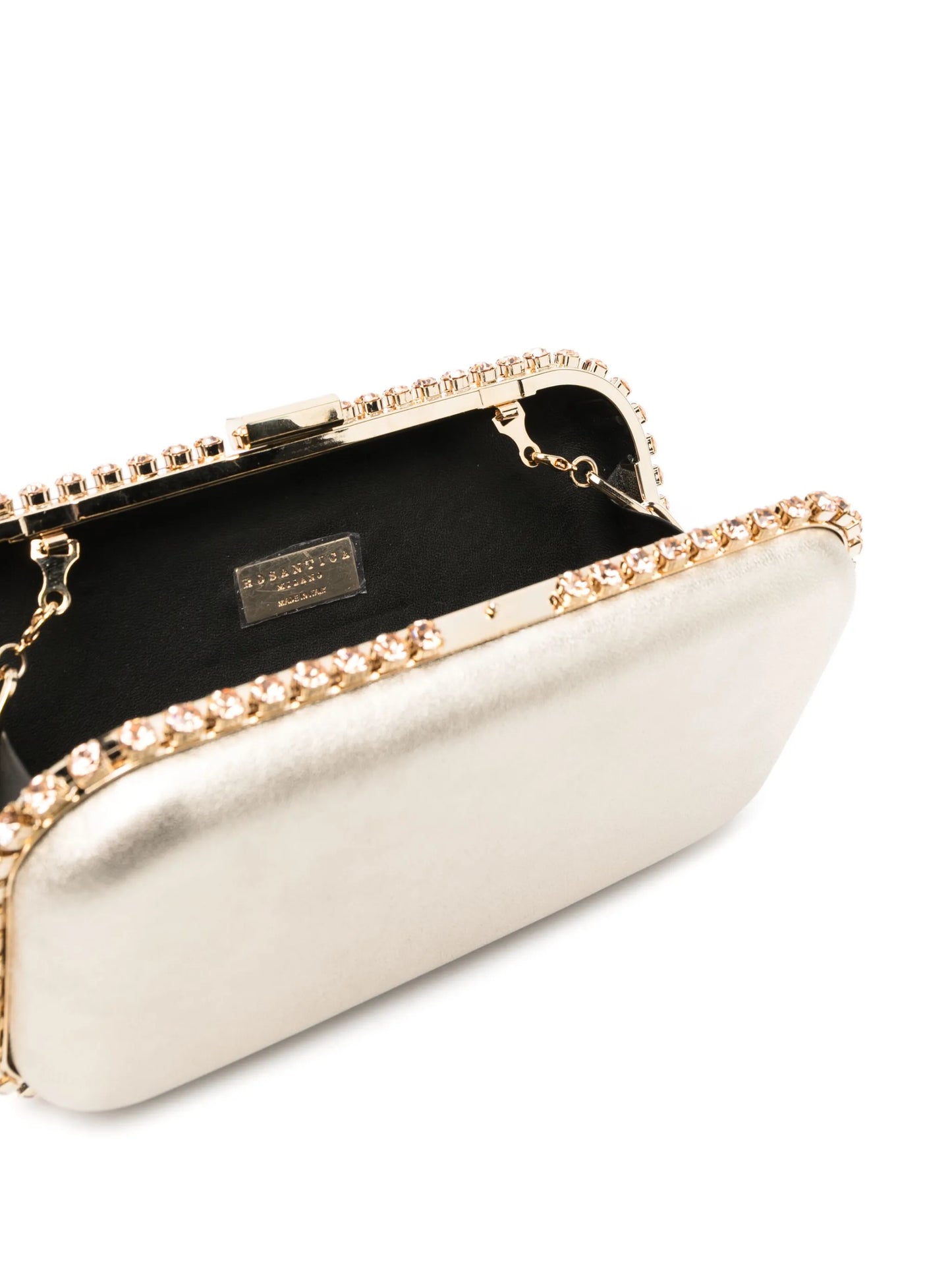 Clio crystal-embellished leather clutch bag