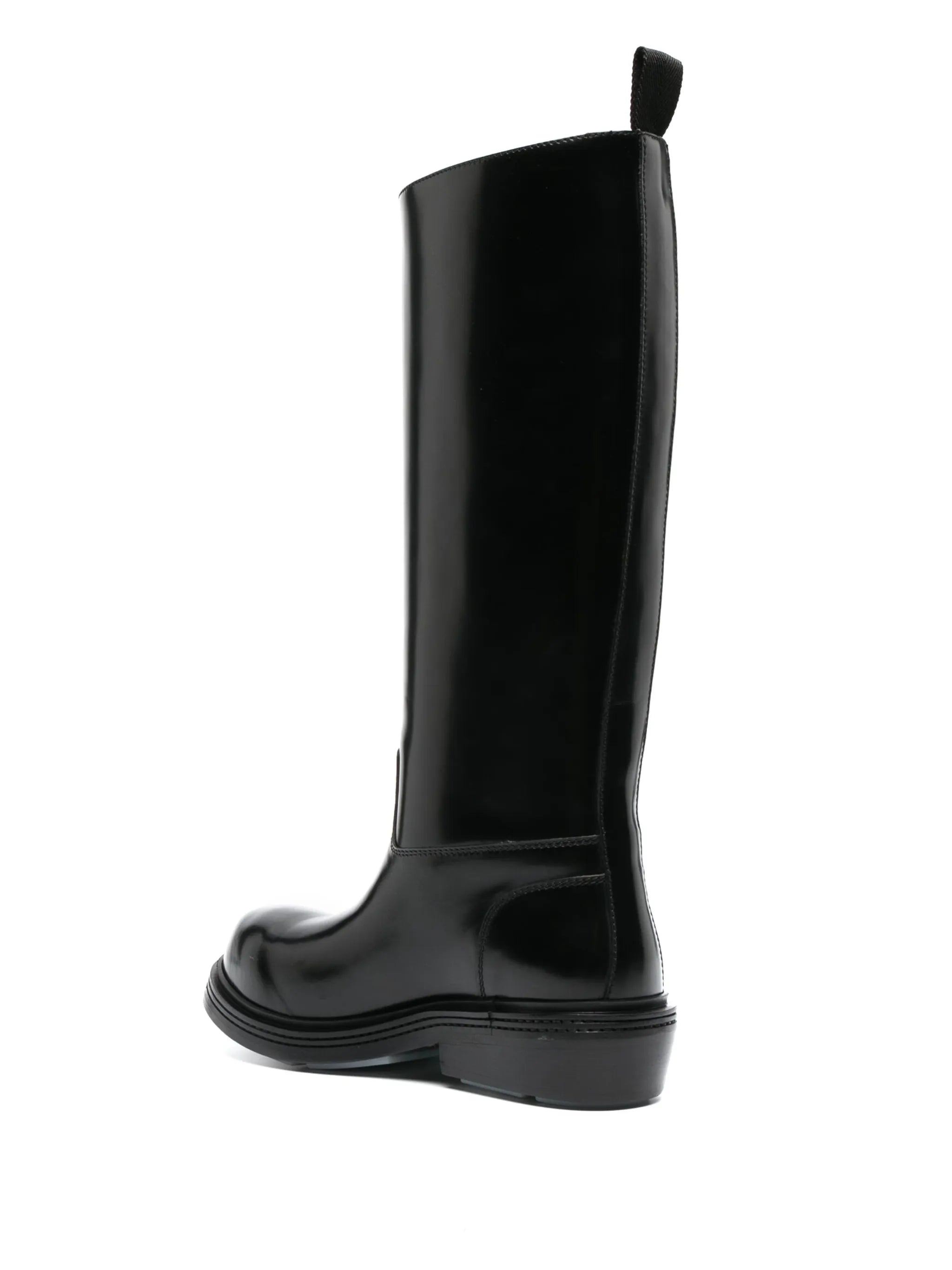 patent-leather knee-high boots