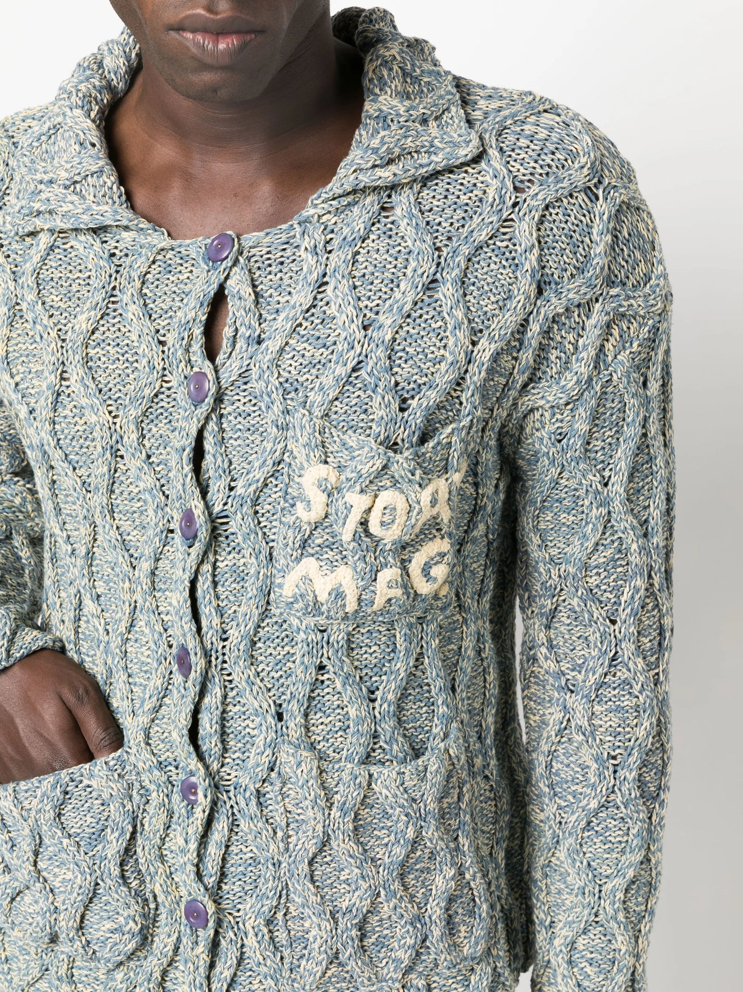 logo-embroidered organic cotton cardigan