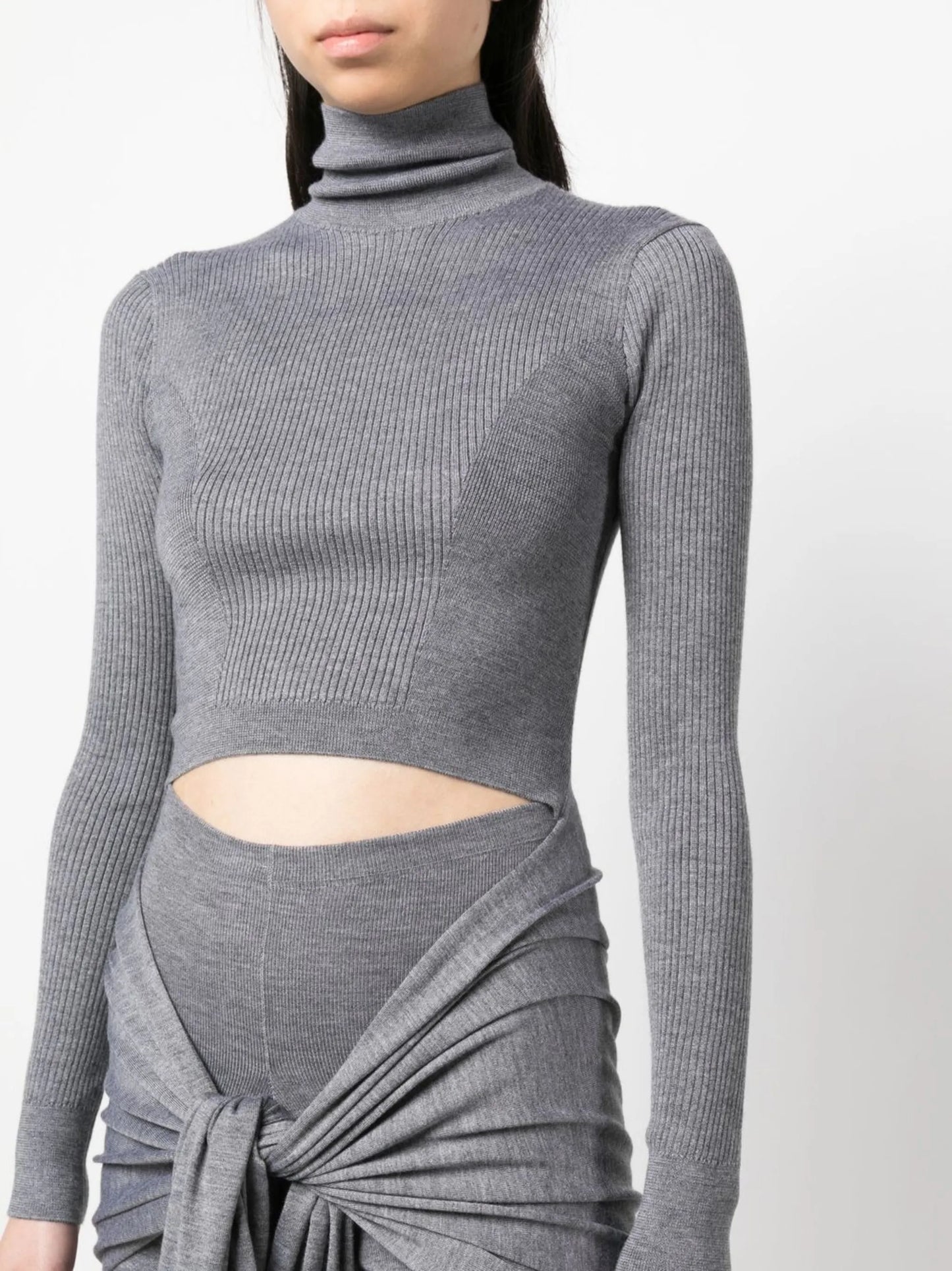 cut-out roll neck top