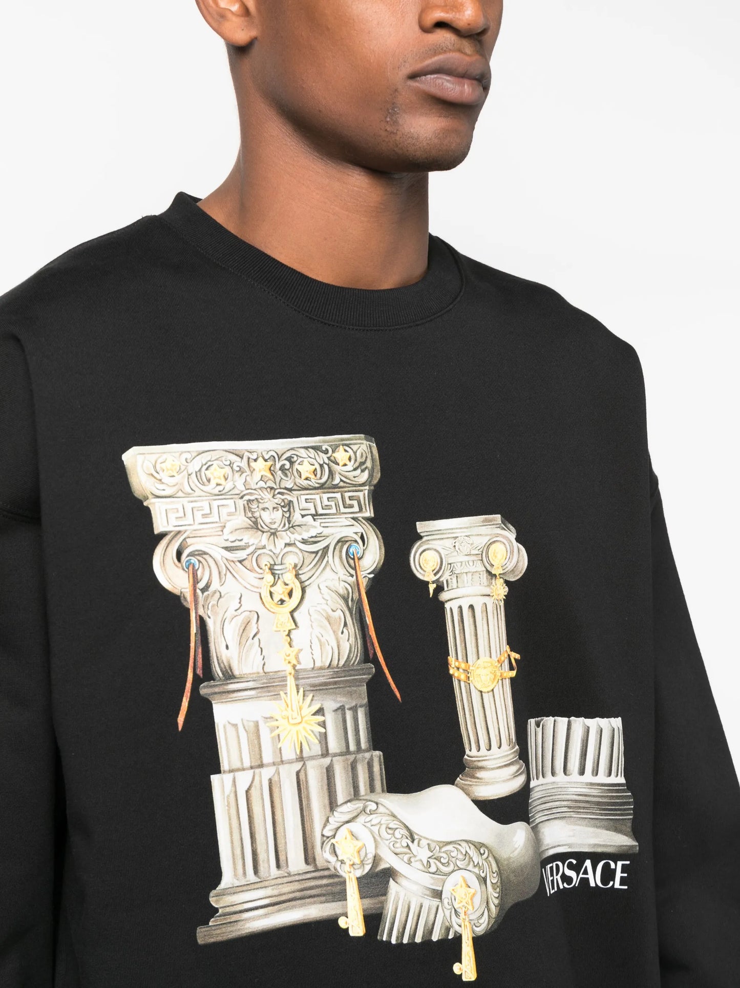 Columns-print cotton sweatshirt