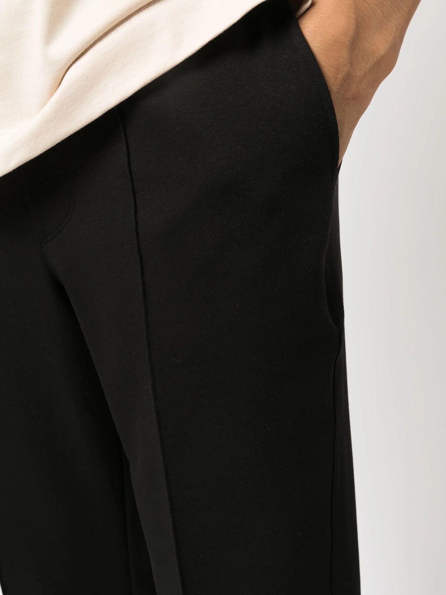 elasticated-waist cotton track pants