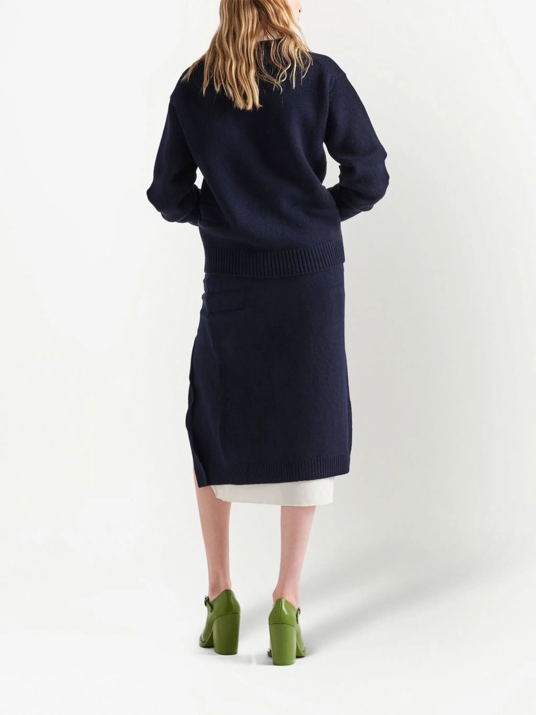 side-split wool-cashmere skirt