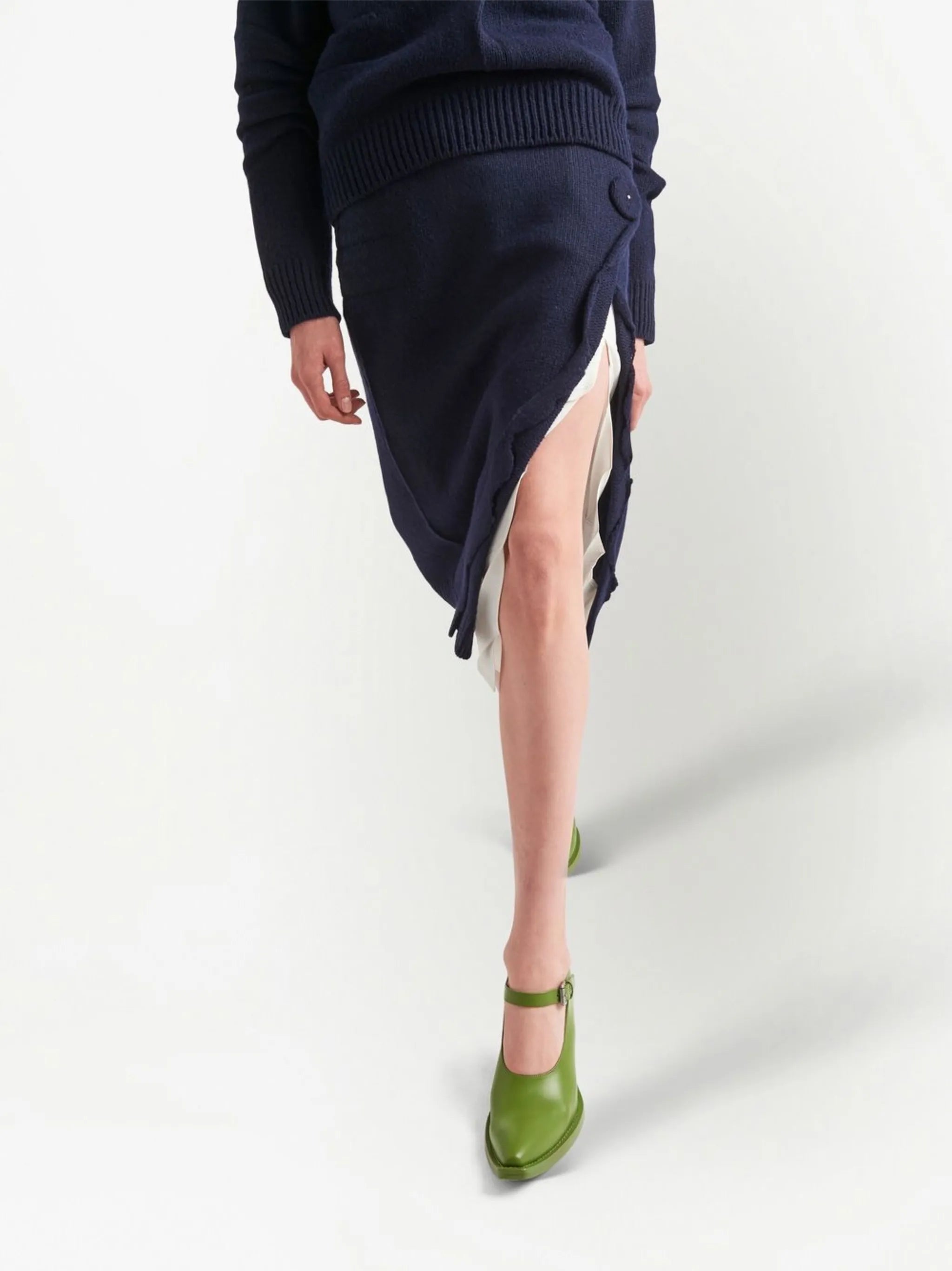side-split wool-cashmere skirt