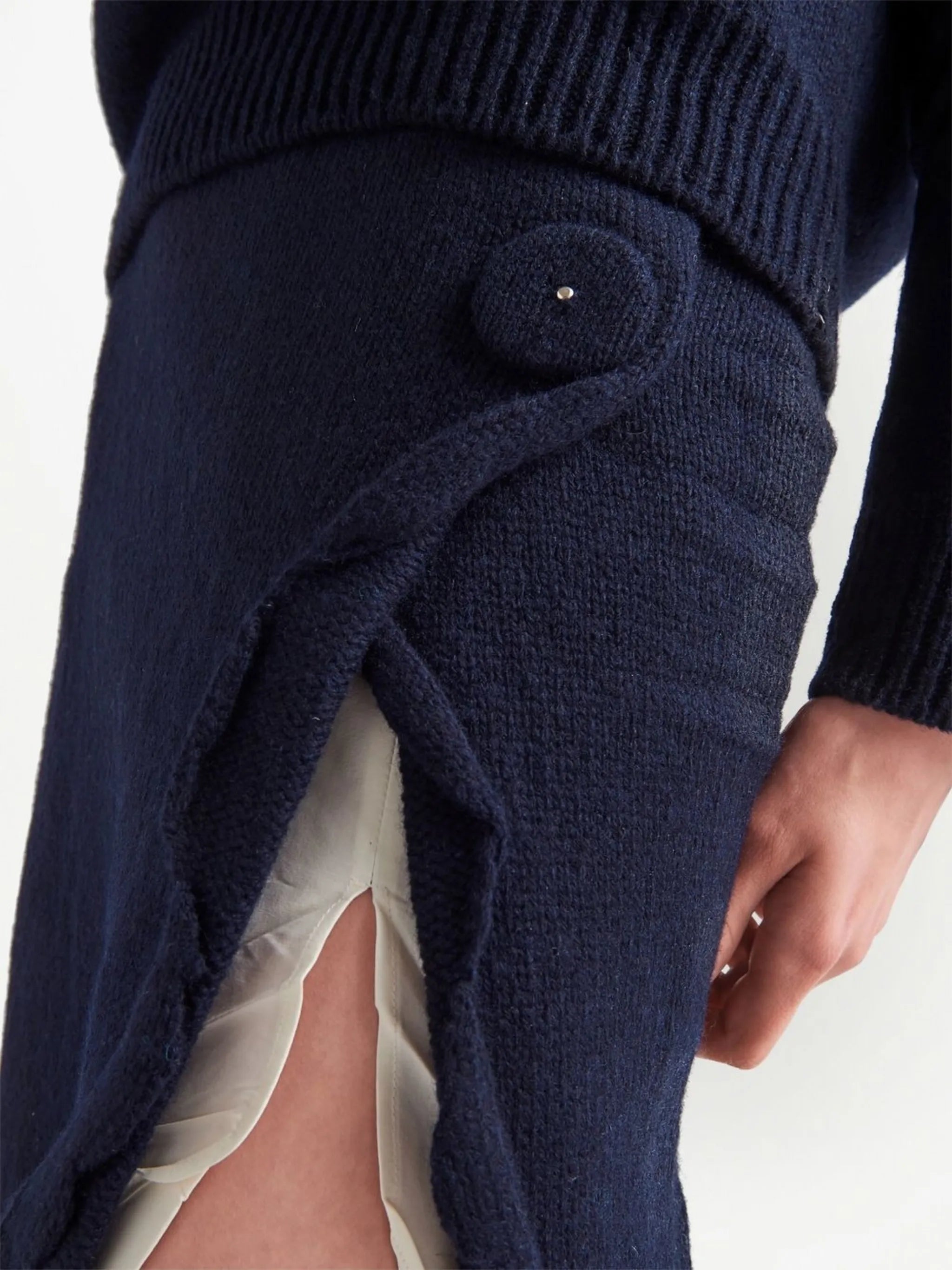 side-split wool-cashmere skirt
