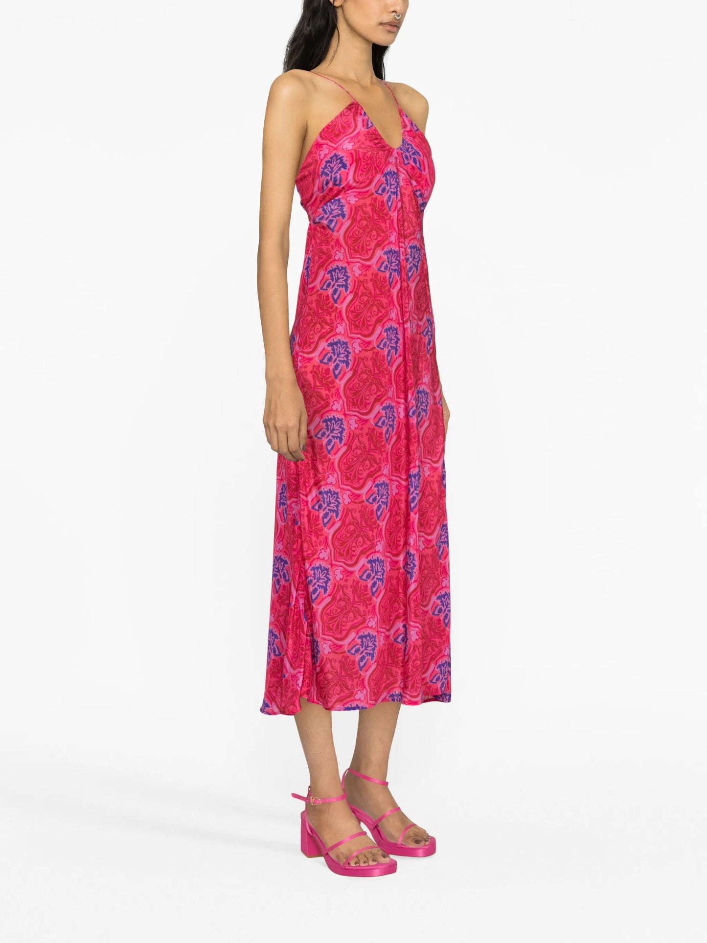 Faro graphic-print halterneck dress