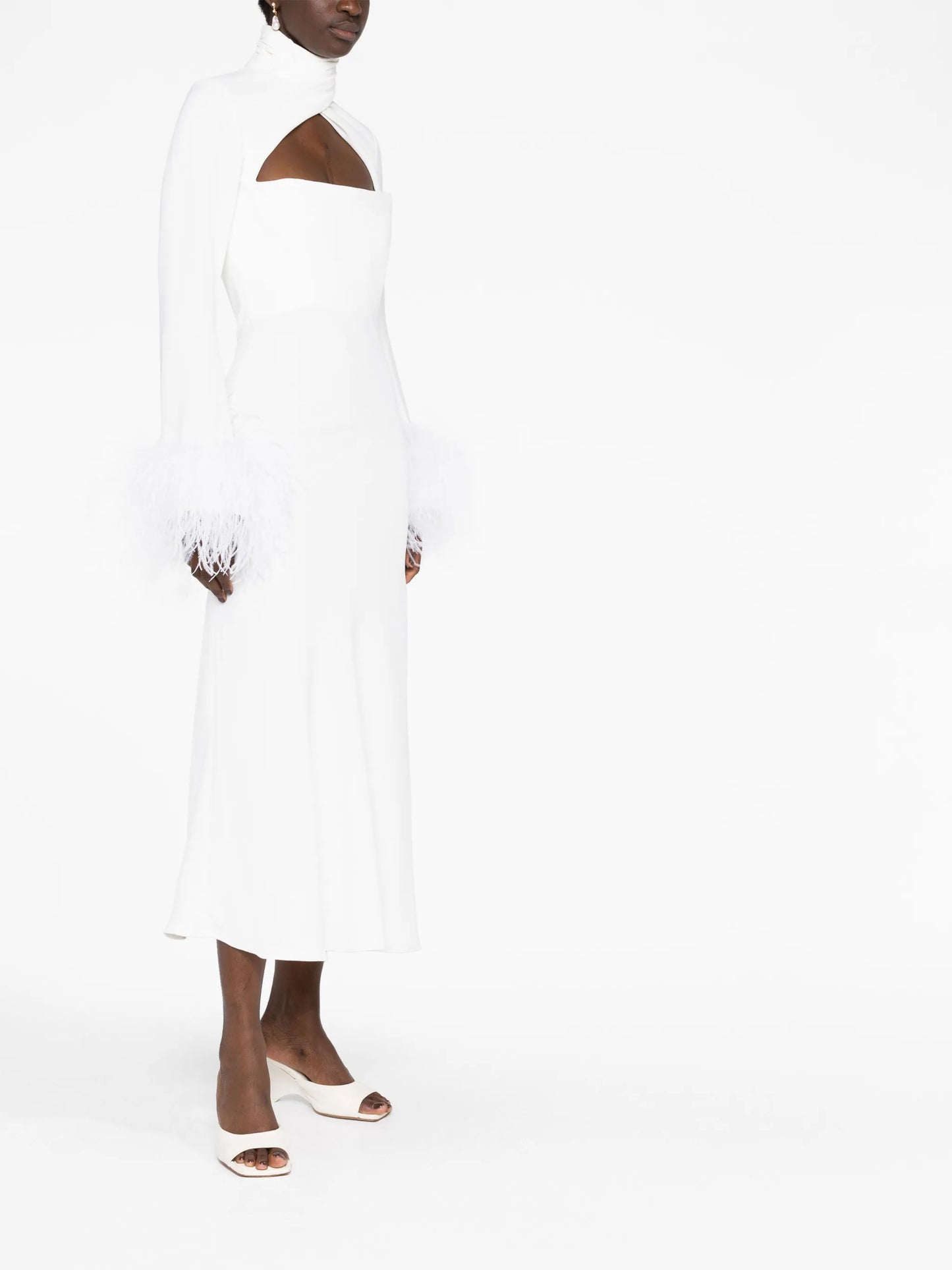 Odessa feather-trimmed dress