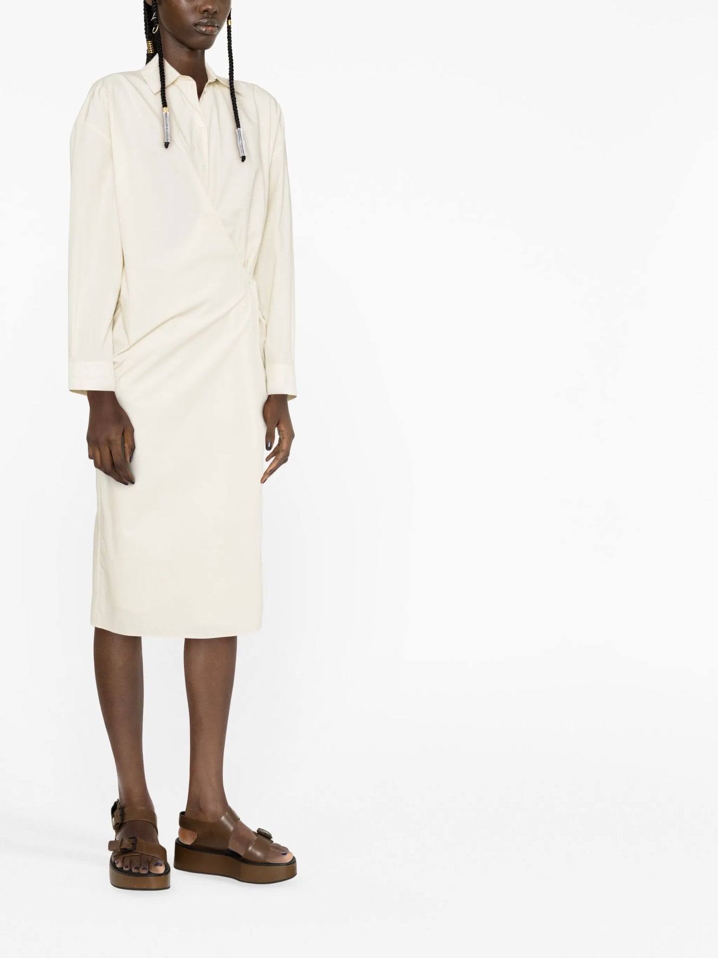 Twisted cotton shirt dress