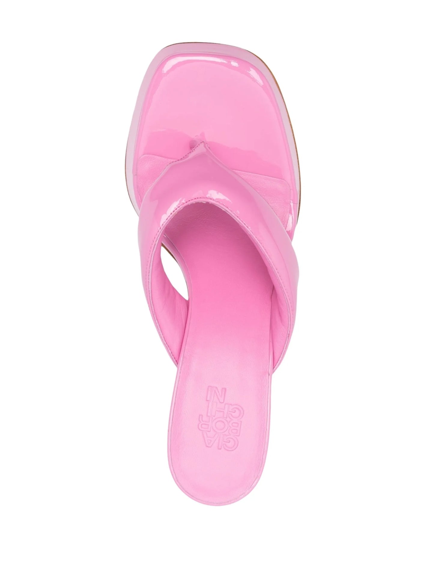 glossy-finish square-toe sandals