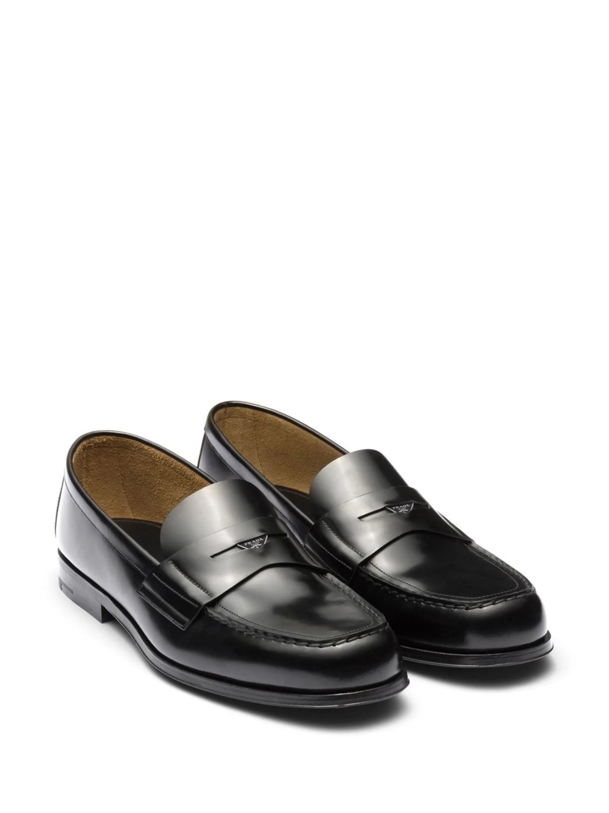 logo-plaque leather loafers