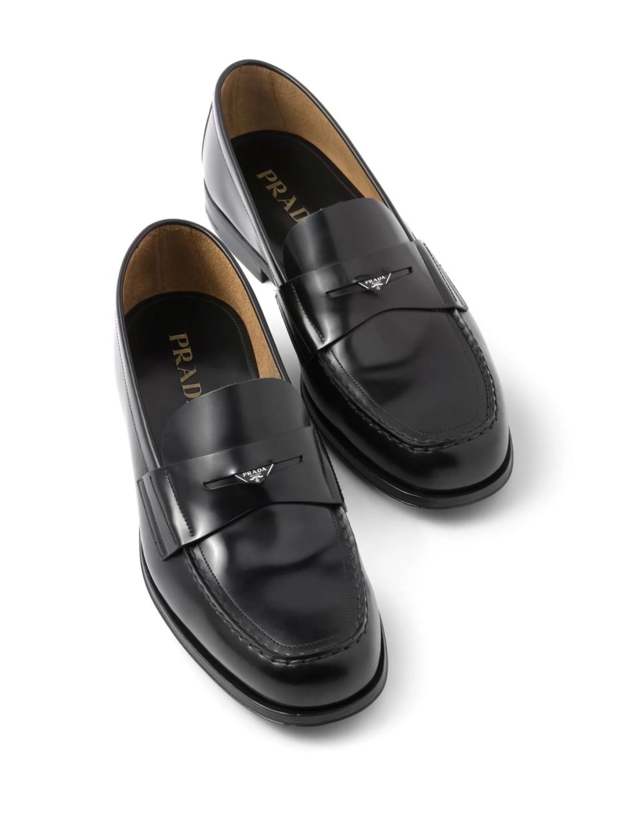 logo-plaque leather loafers