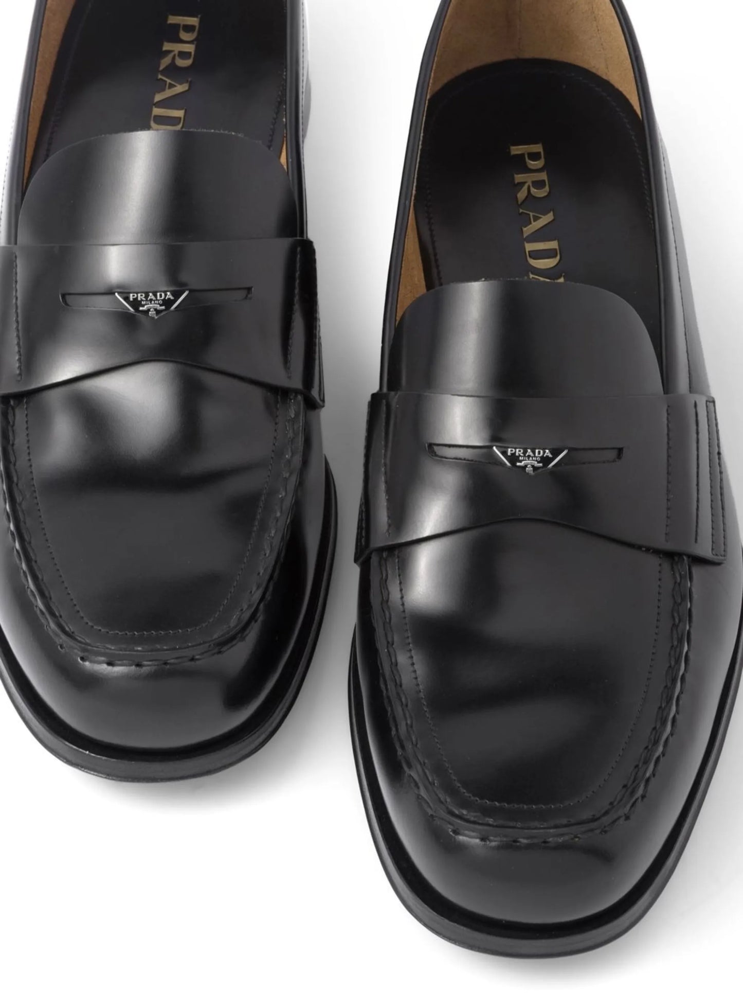 logo-plaque leather loafers
