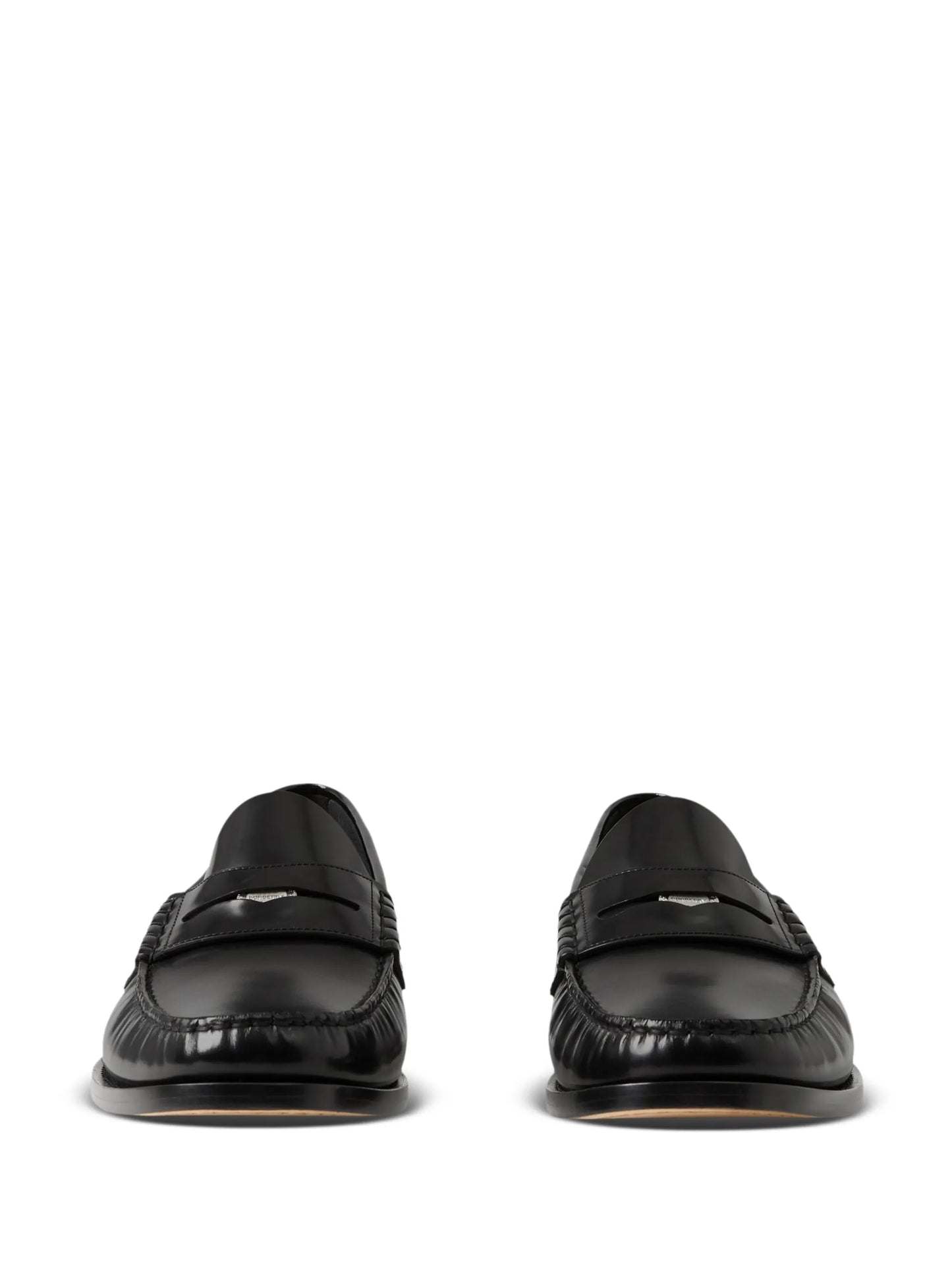 coin-detailing logo-debossed leather penny loafers