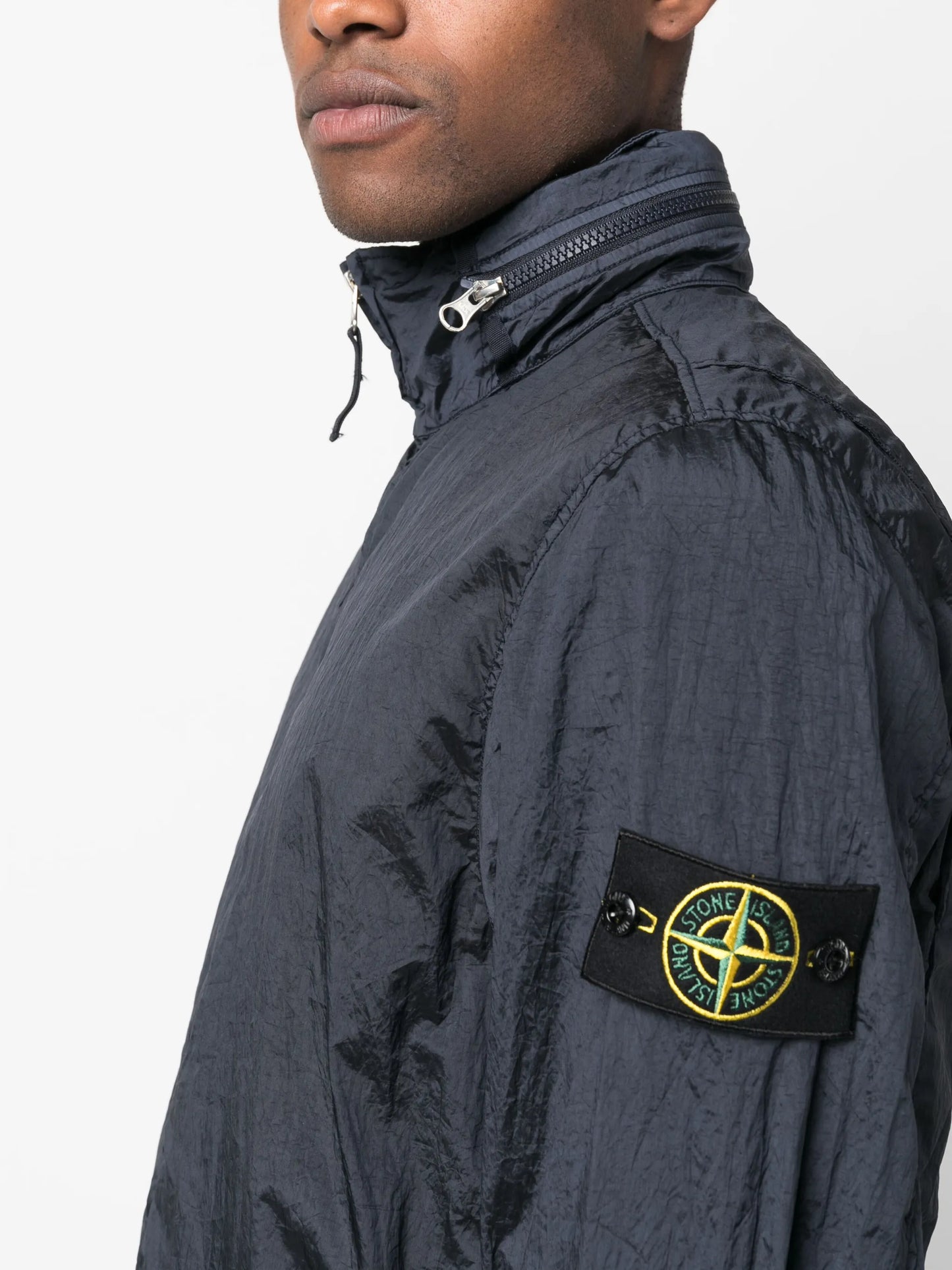 Compass-logo zip-up windbreaker