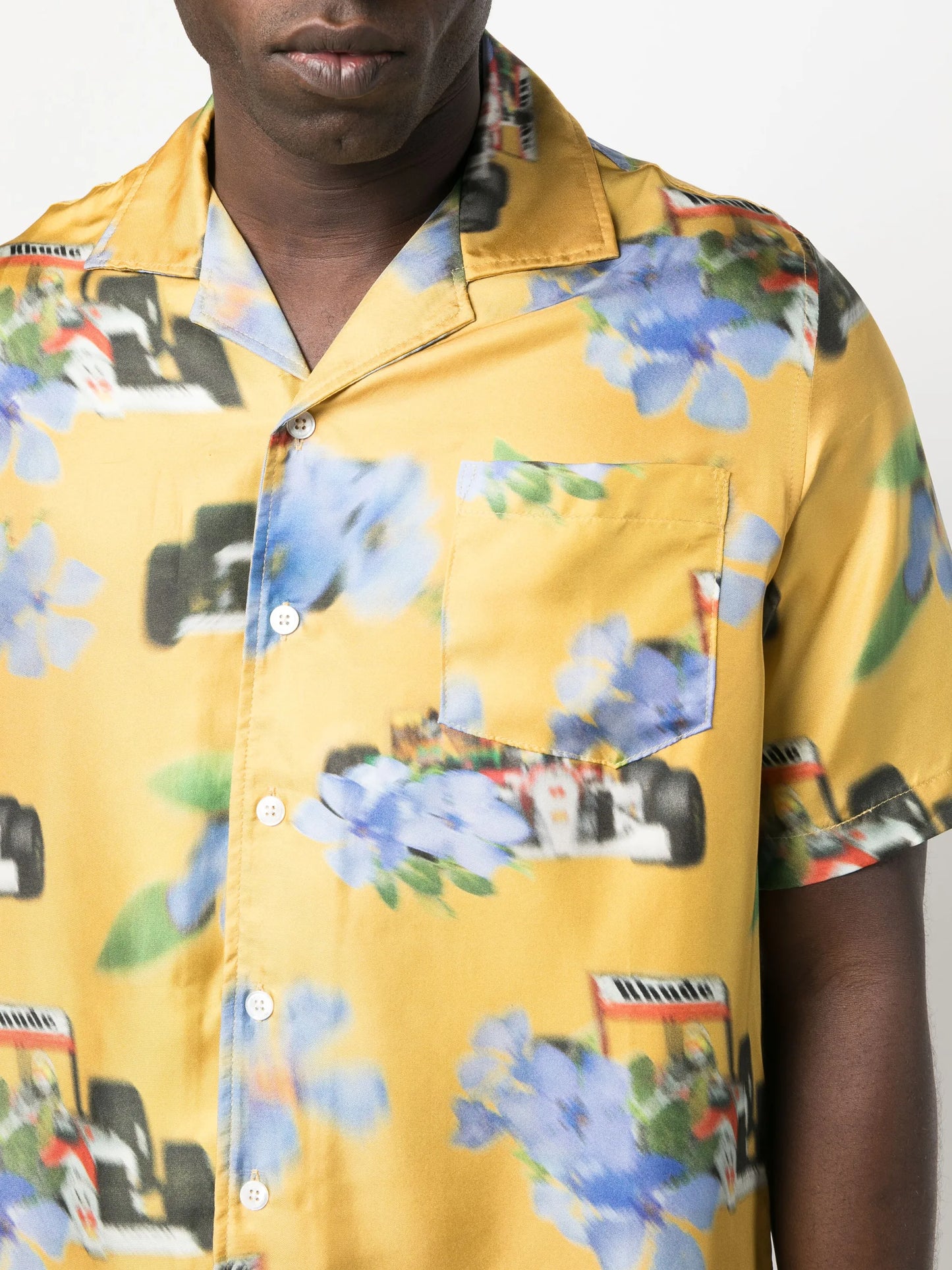 floral-print silk shirt