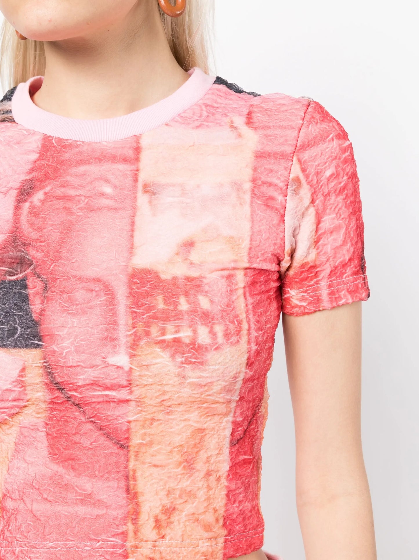 all-over graphic print cropped top