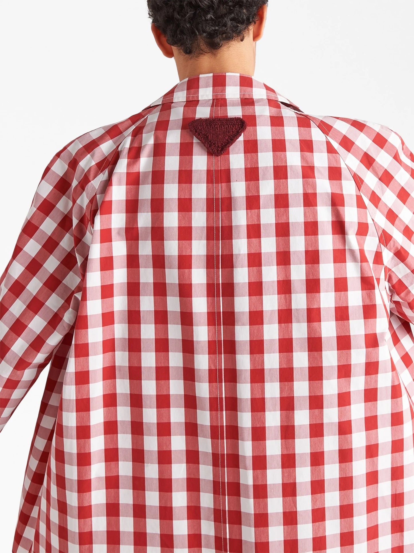 gingham-check cotton coat