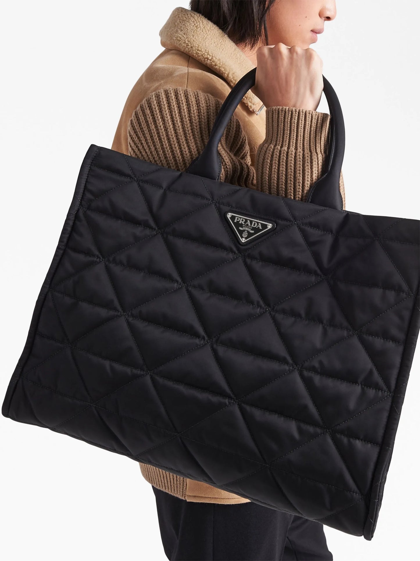 Re-Nylon triangle logo tote bag