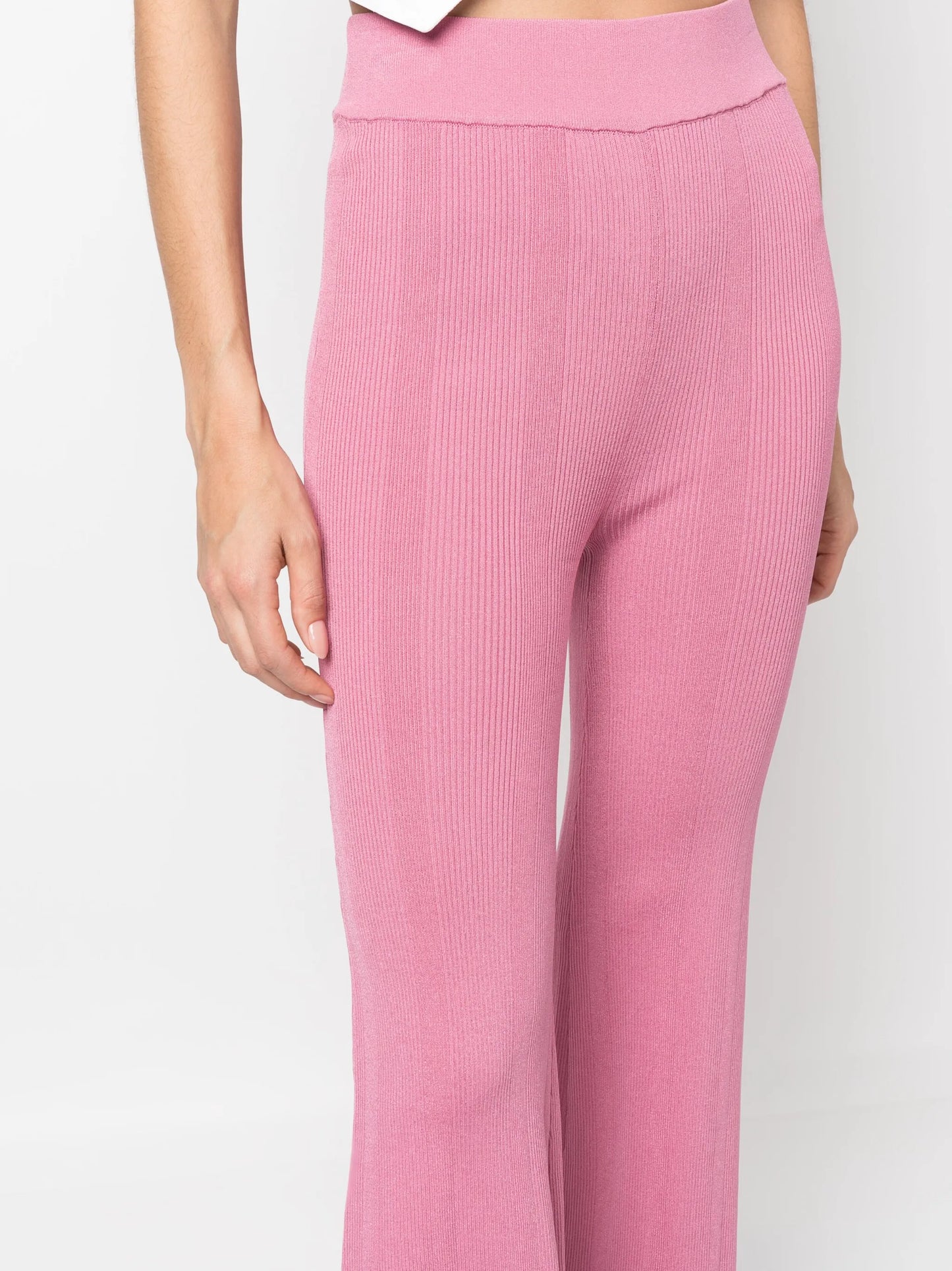 ribbed knit flared trousers