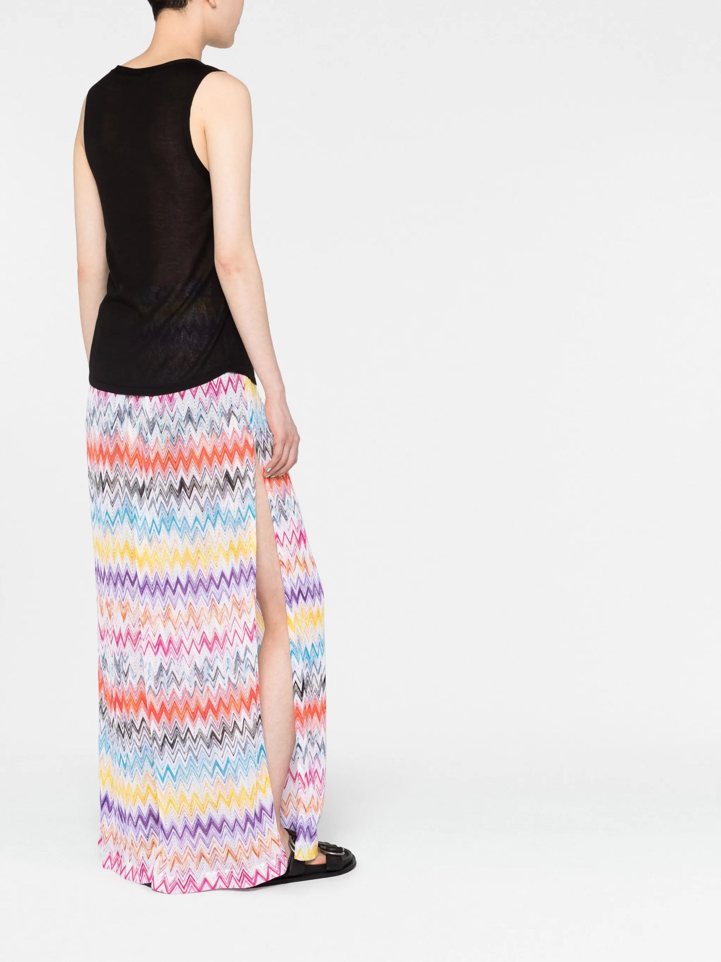 chevron-knit wide-leg trousers