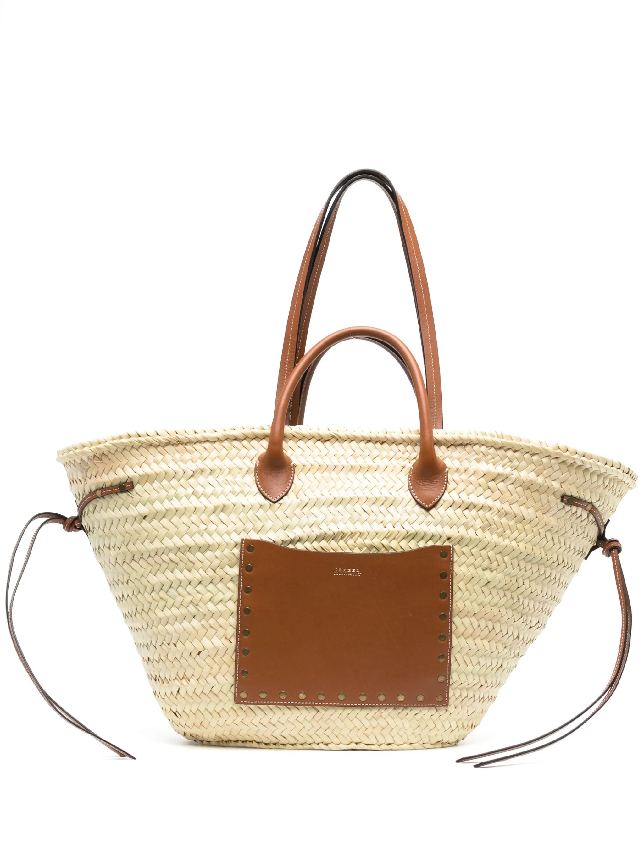 interwoven-design straw beach bag