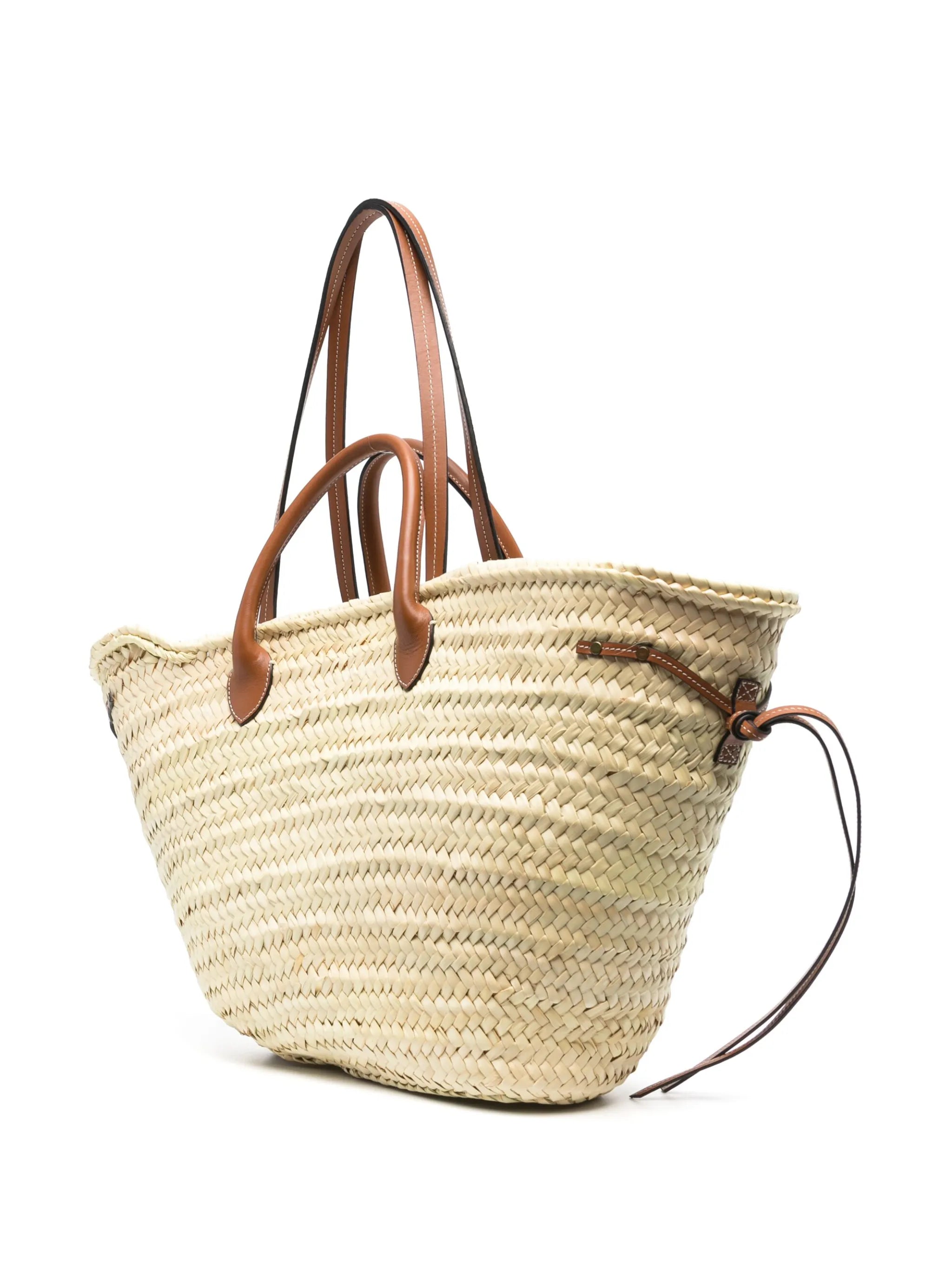 interwoven-design straw beach bag