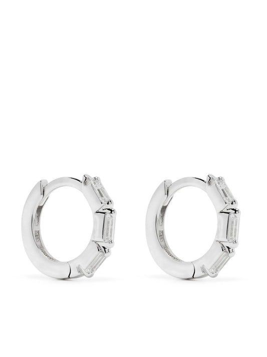 18kt white gold diamond huggie earrings