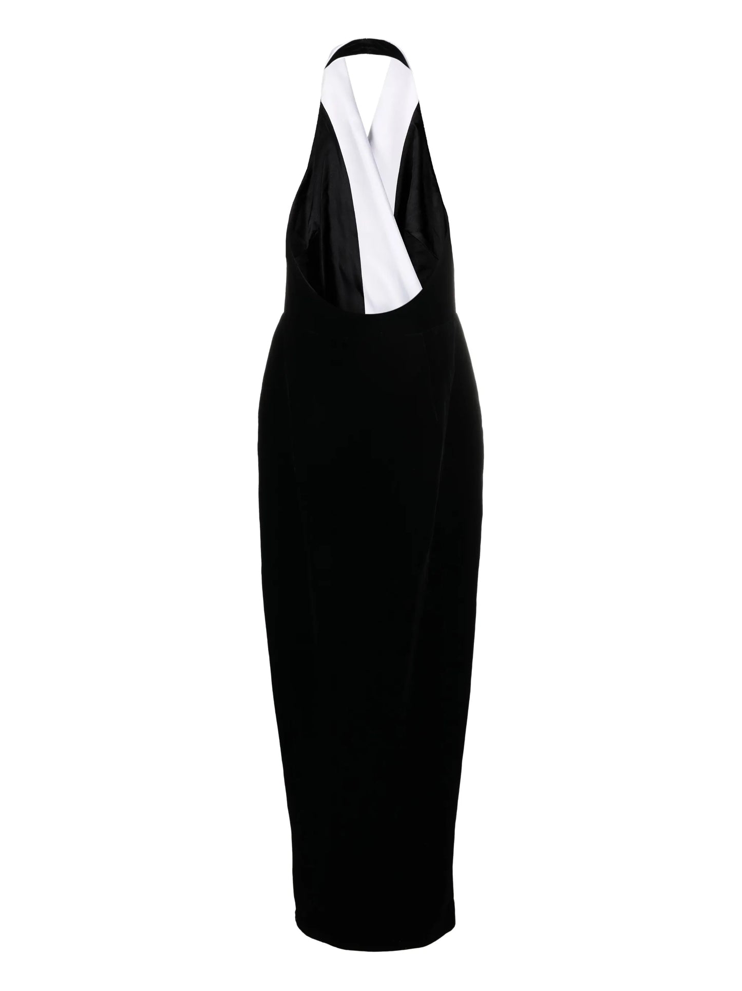 halterneck velvet maxi dress