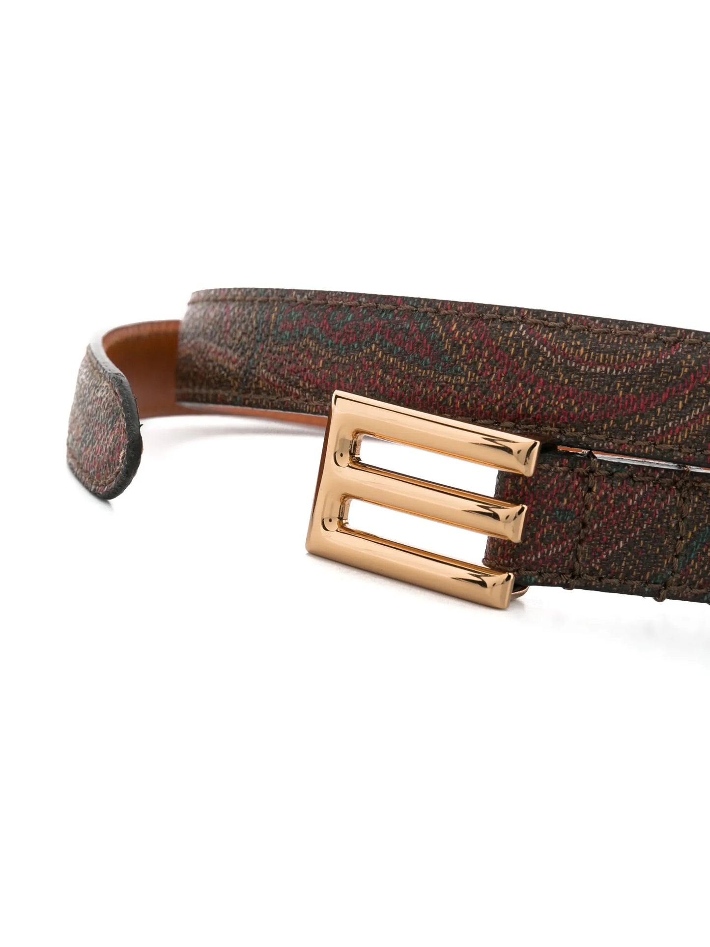 logo-buckle paisley leather belt