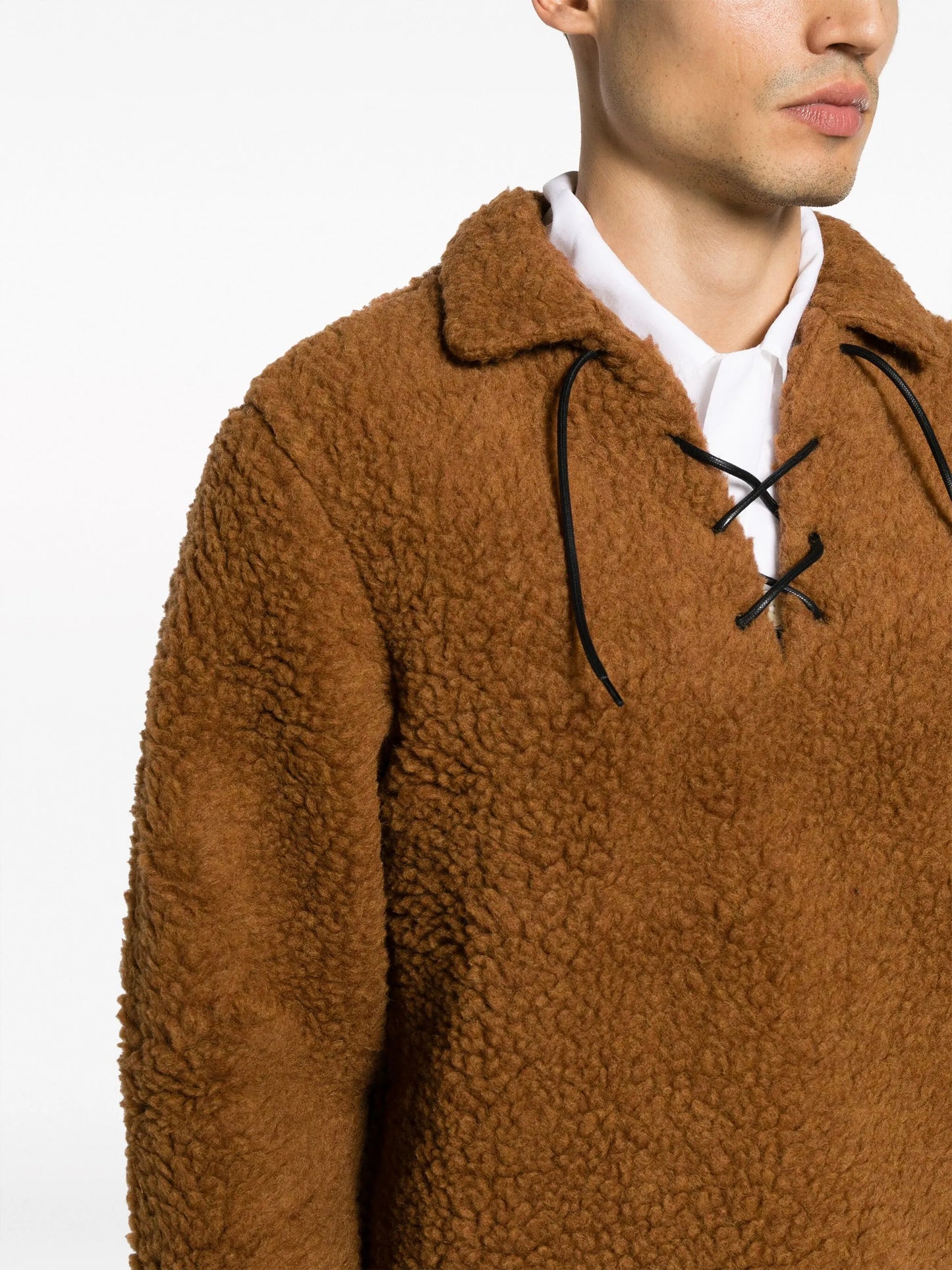 wool-blend lace-up sweatshirt