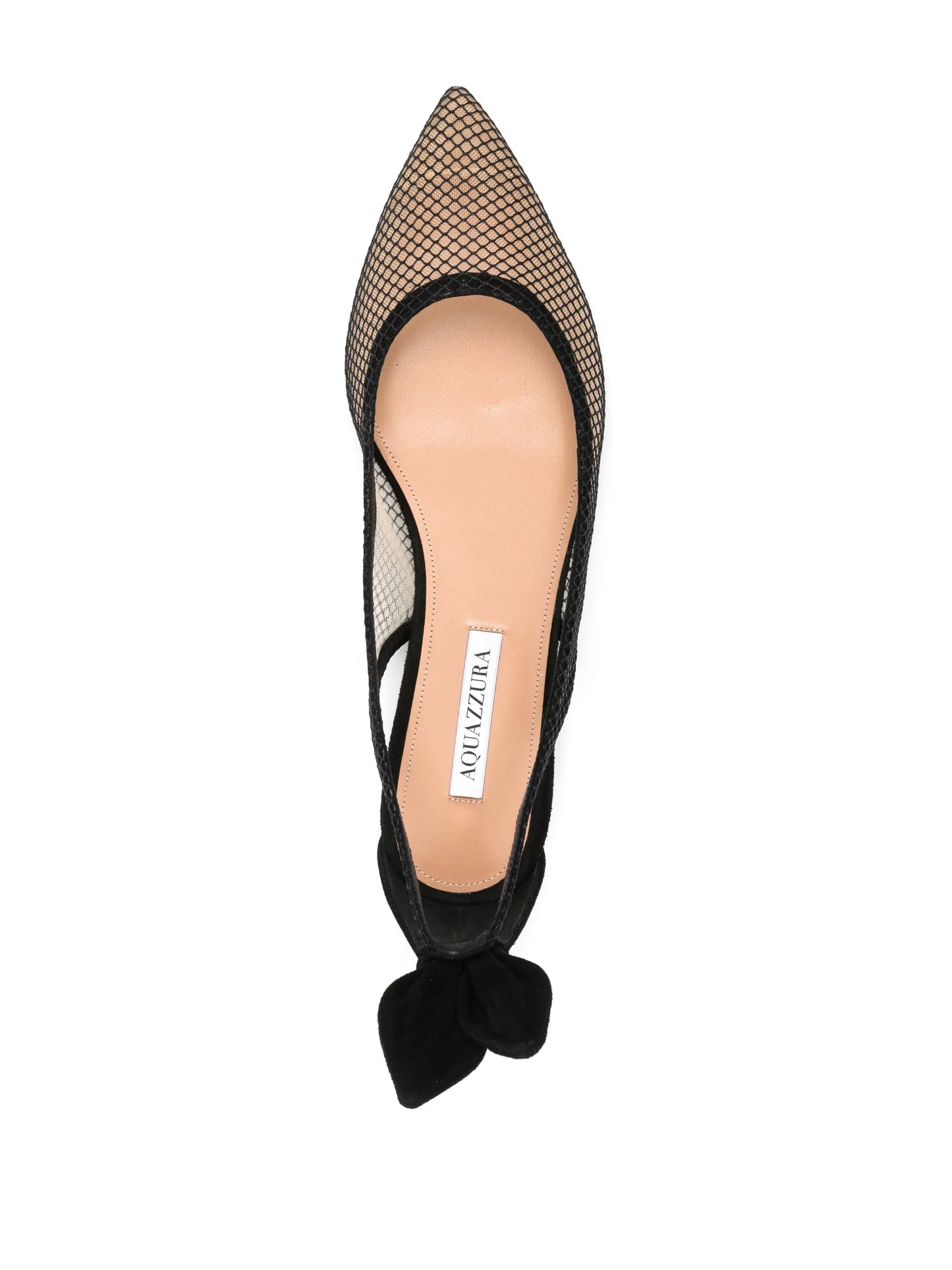 bow-embellished mesh ballerina shoes