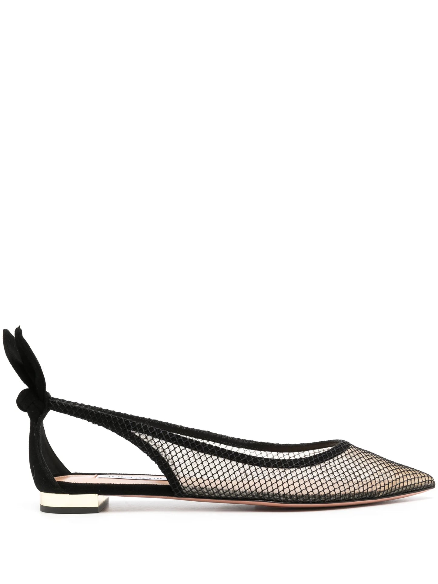 bow-embellished mesh ballerina shoes