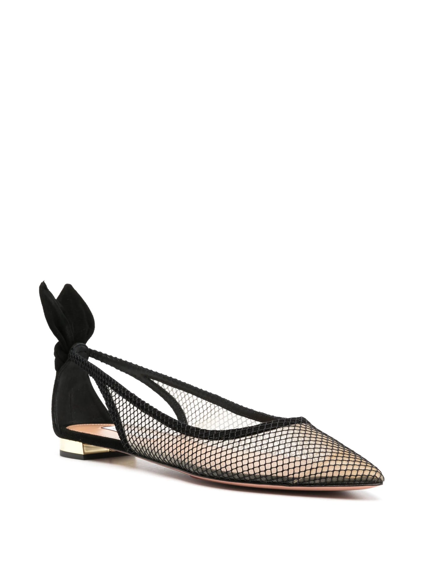 bow-embellished mesh ballerina shoes