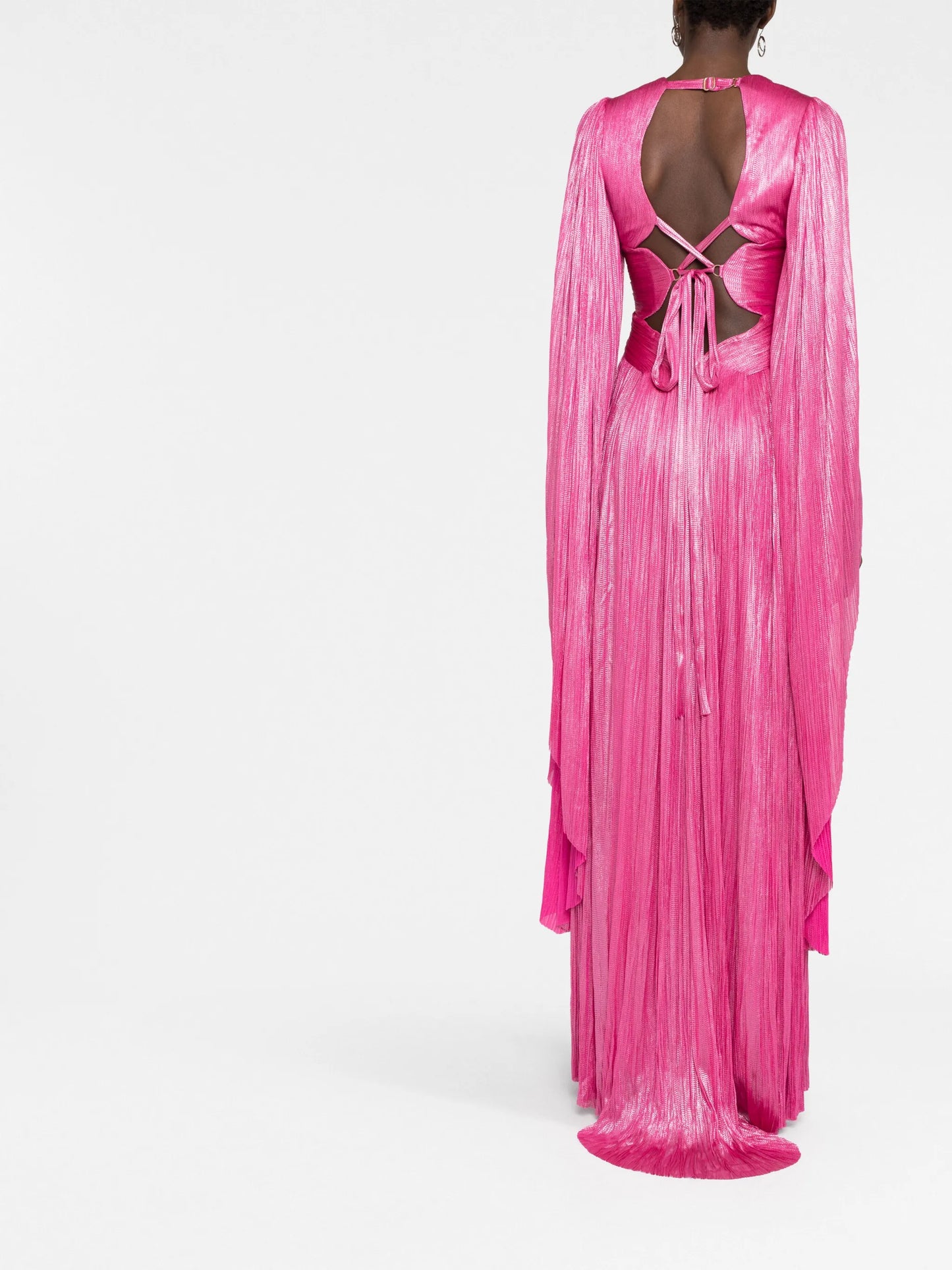 Crystal plung-neck side-slit gown