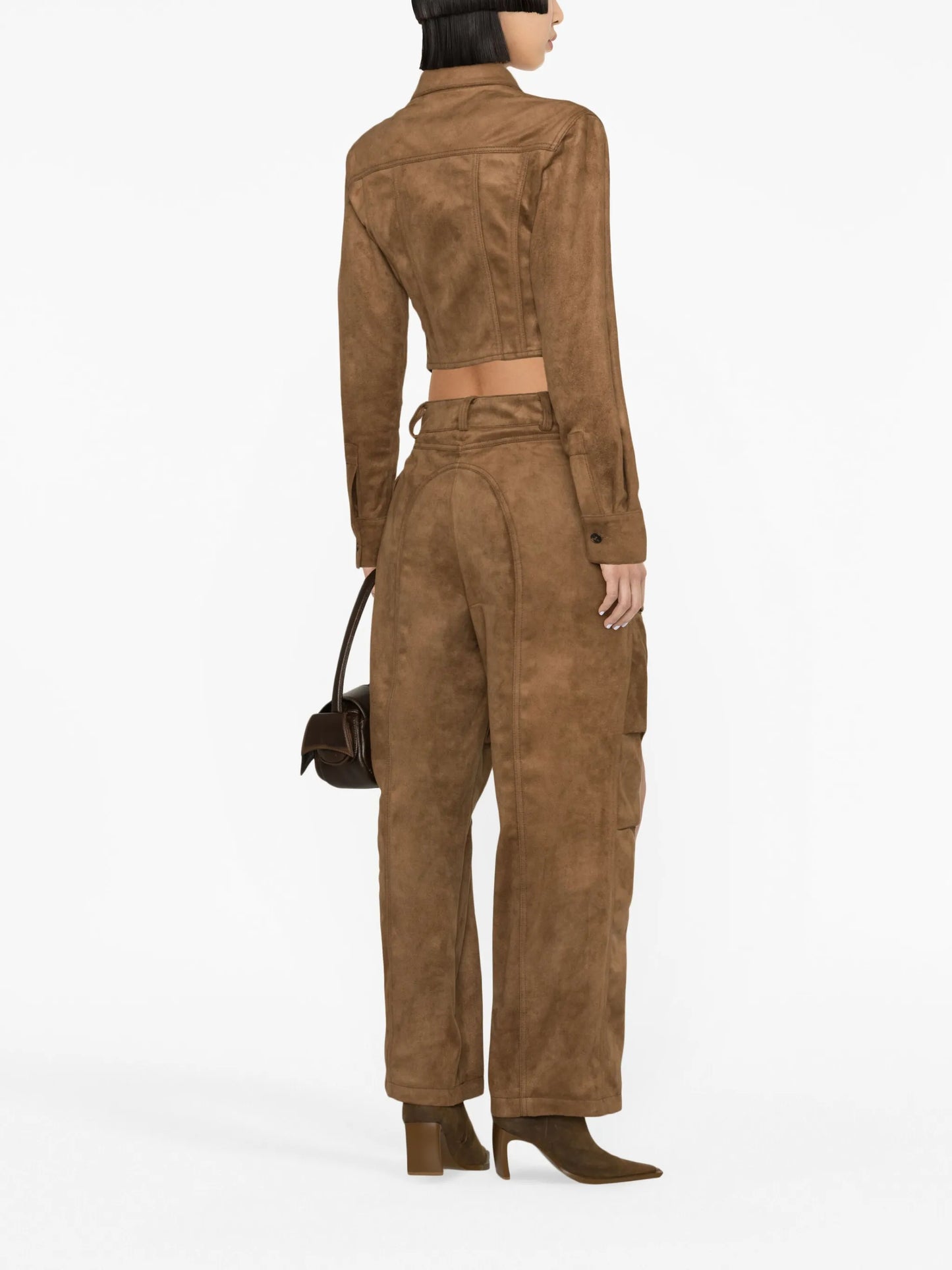 faux-suede cargo trousers