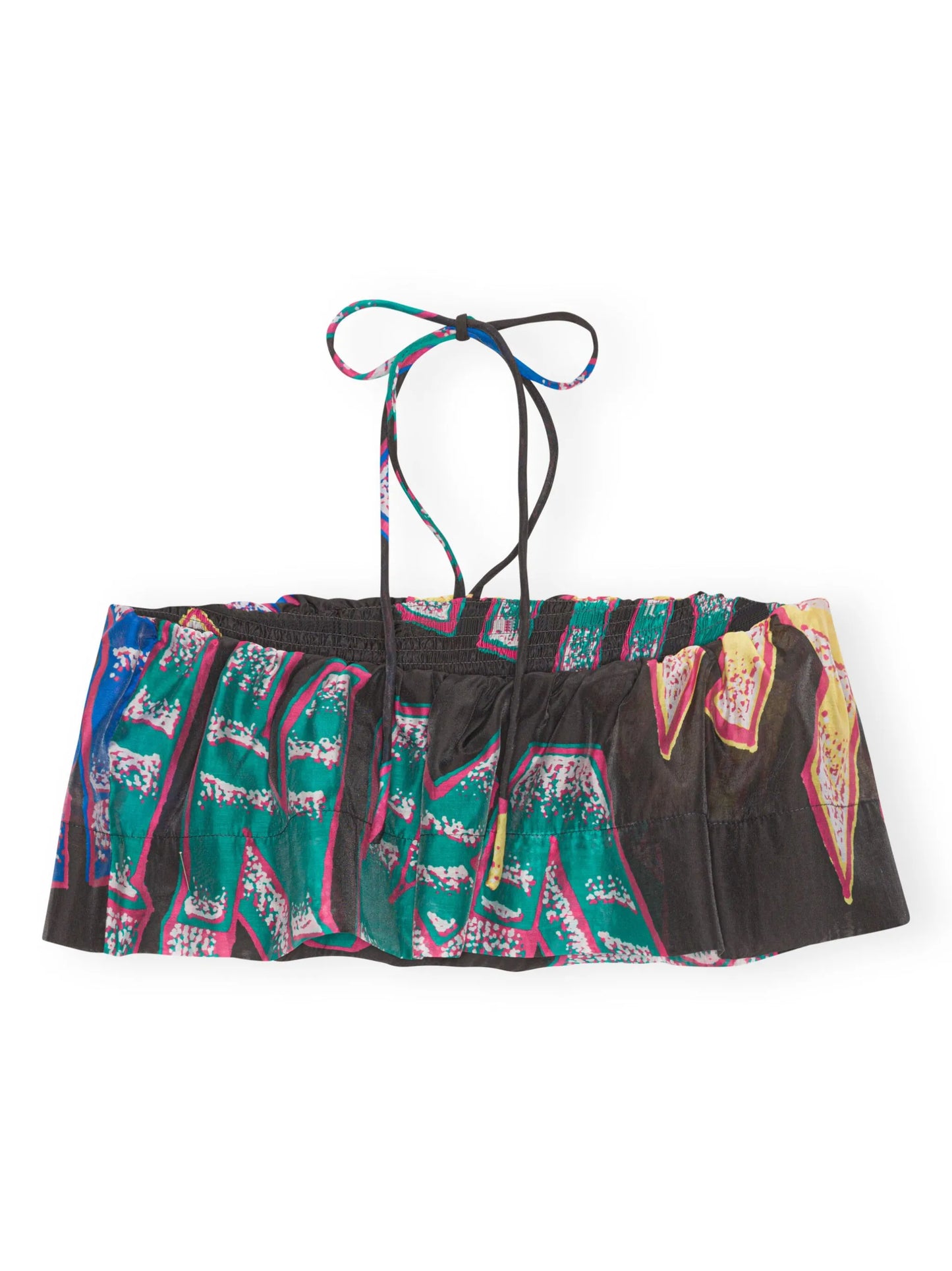 logo-print sheer crop top