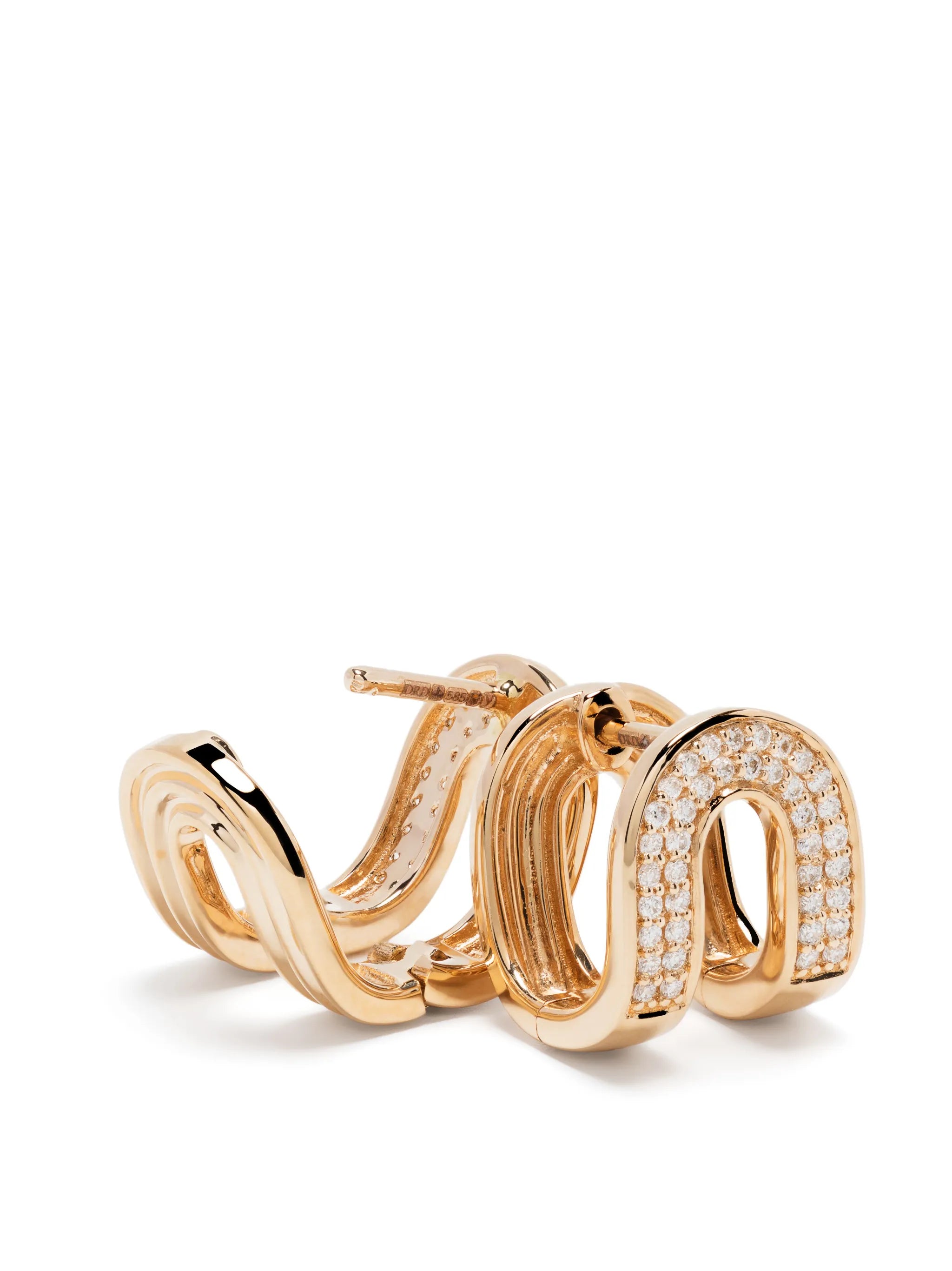 14kt yellow gold Nana Bernice Reversible Huggies diamond earrings