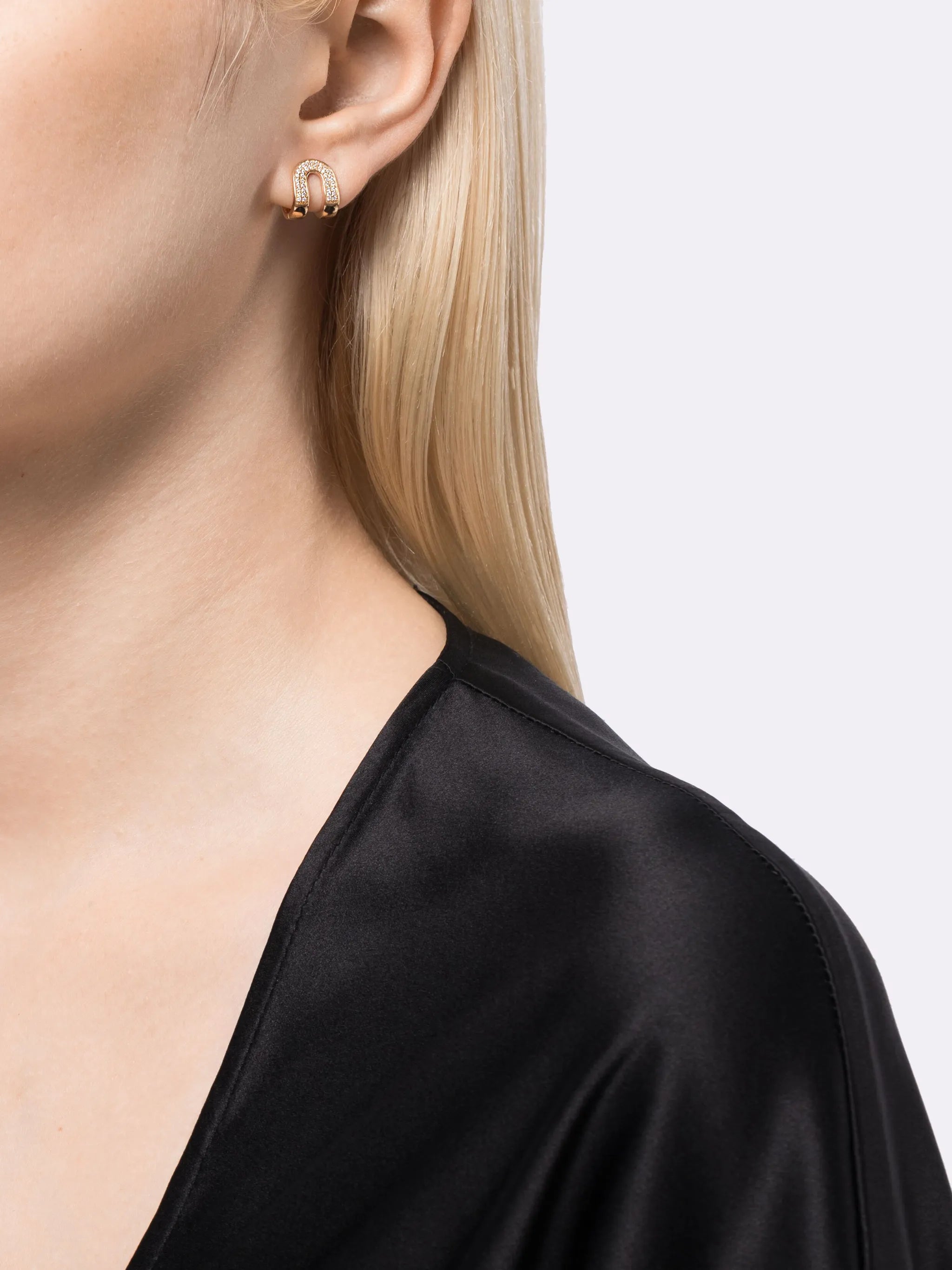 14kt yellow gold Nana Bernice Reversible Huggies diamond earrings