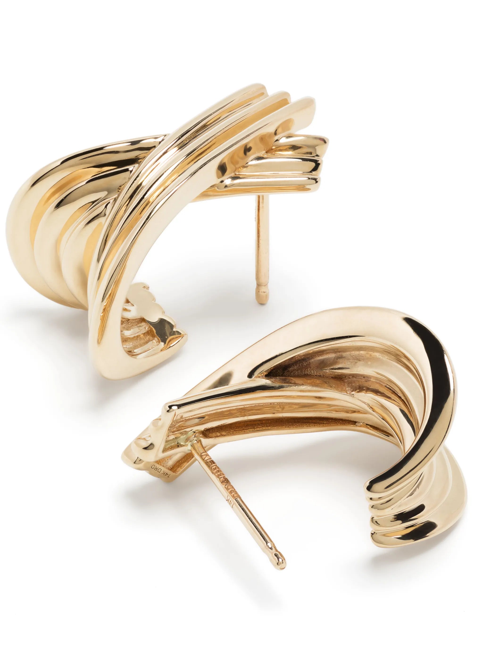 14kt yellow gold Nana Bernice Large Crossover hoop earrings
