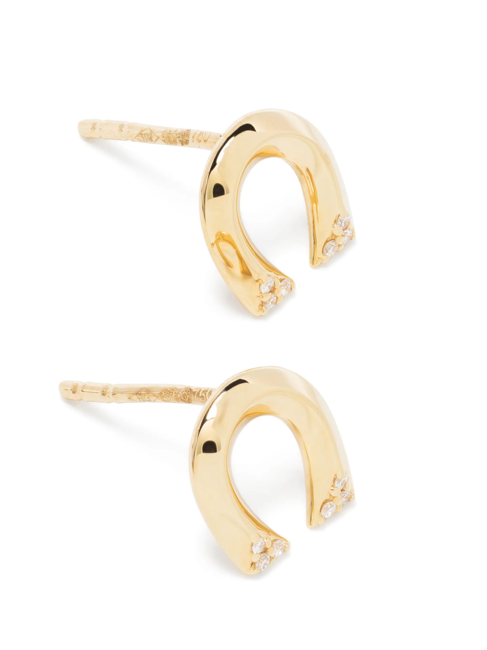18kt yellow gold Tiny Horseshoe diamond stud earrings