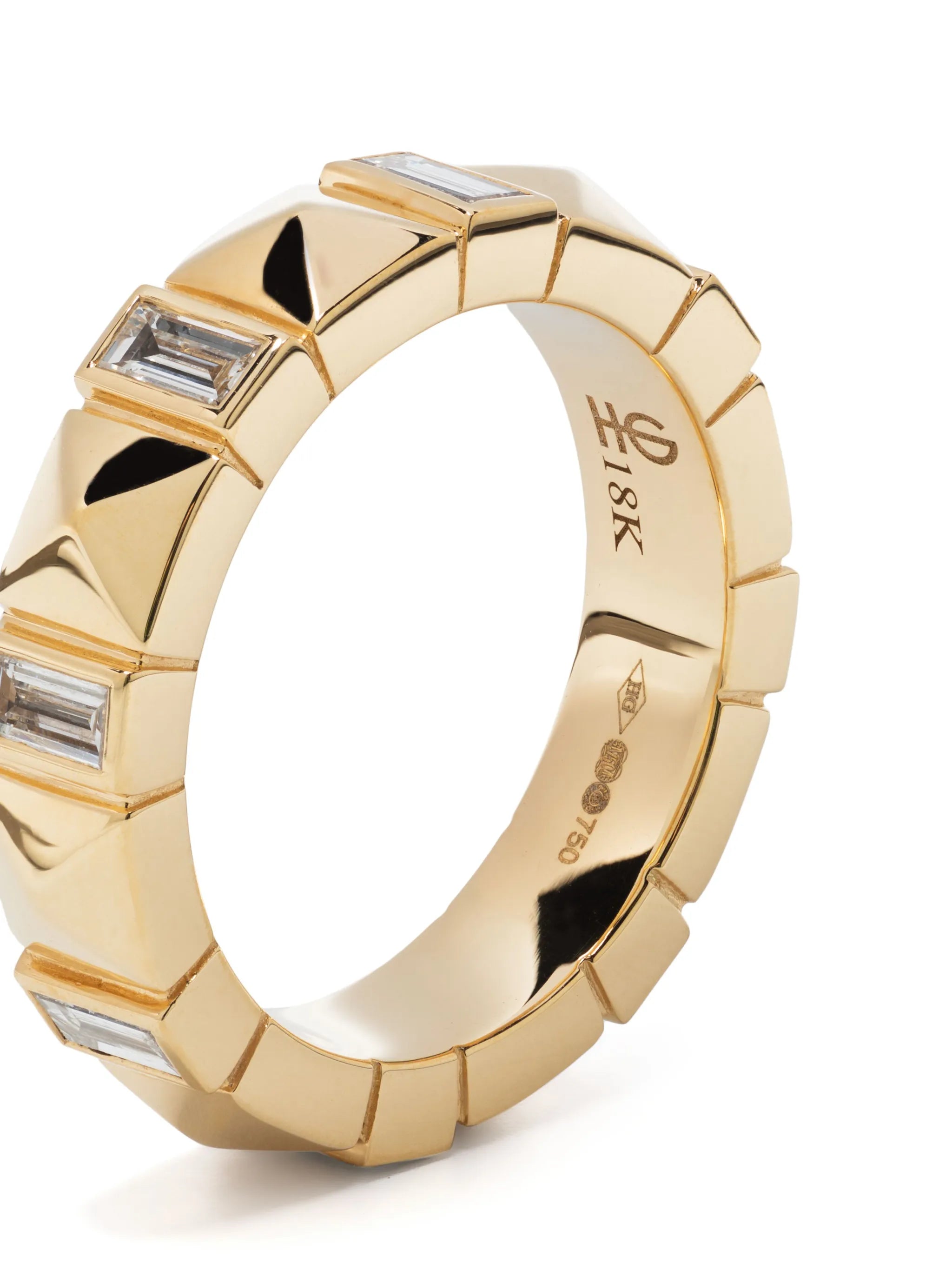 18kt yellow-gold Pyramid diamond ring