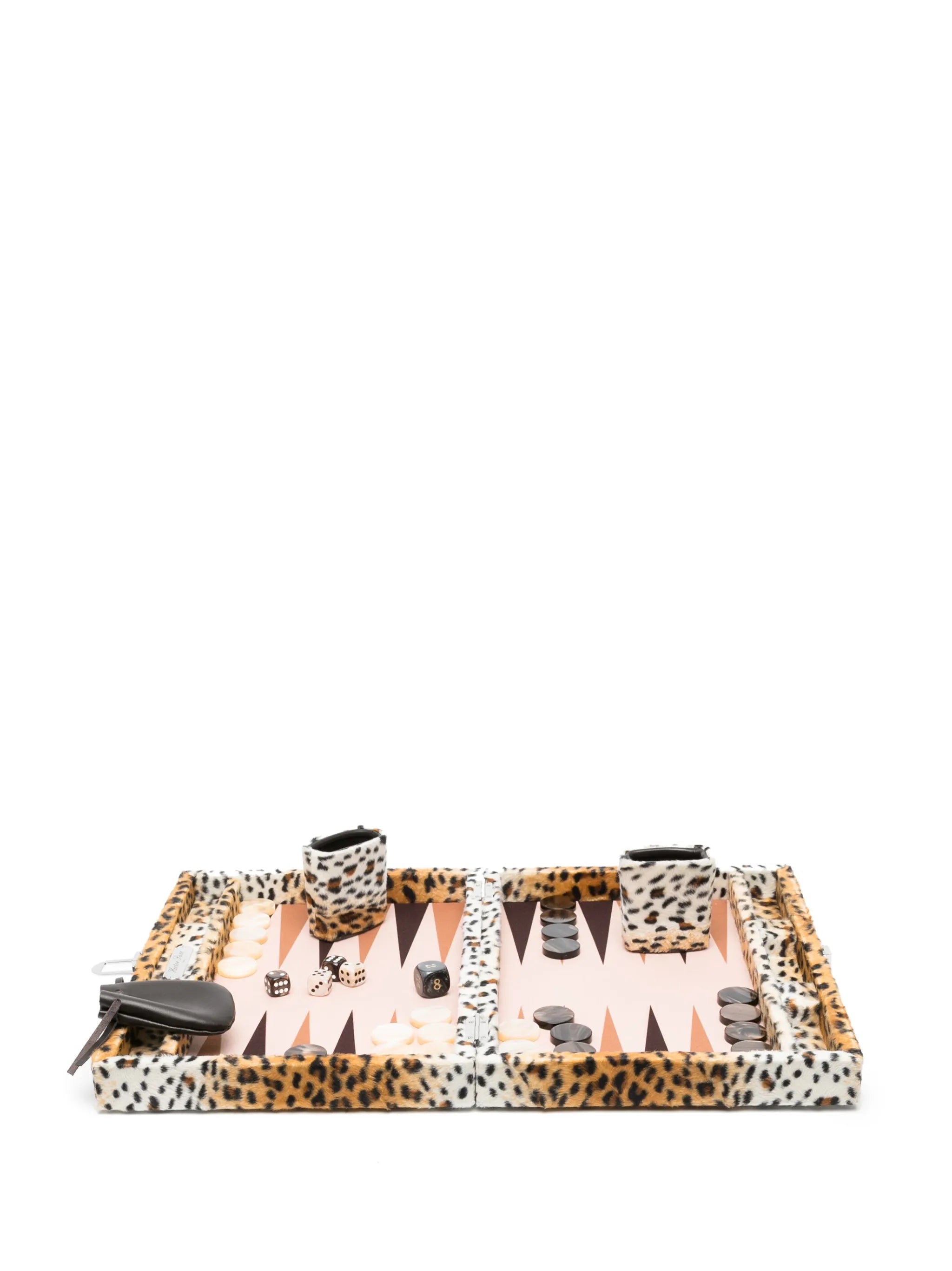 leopard-print backgammon set