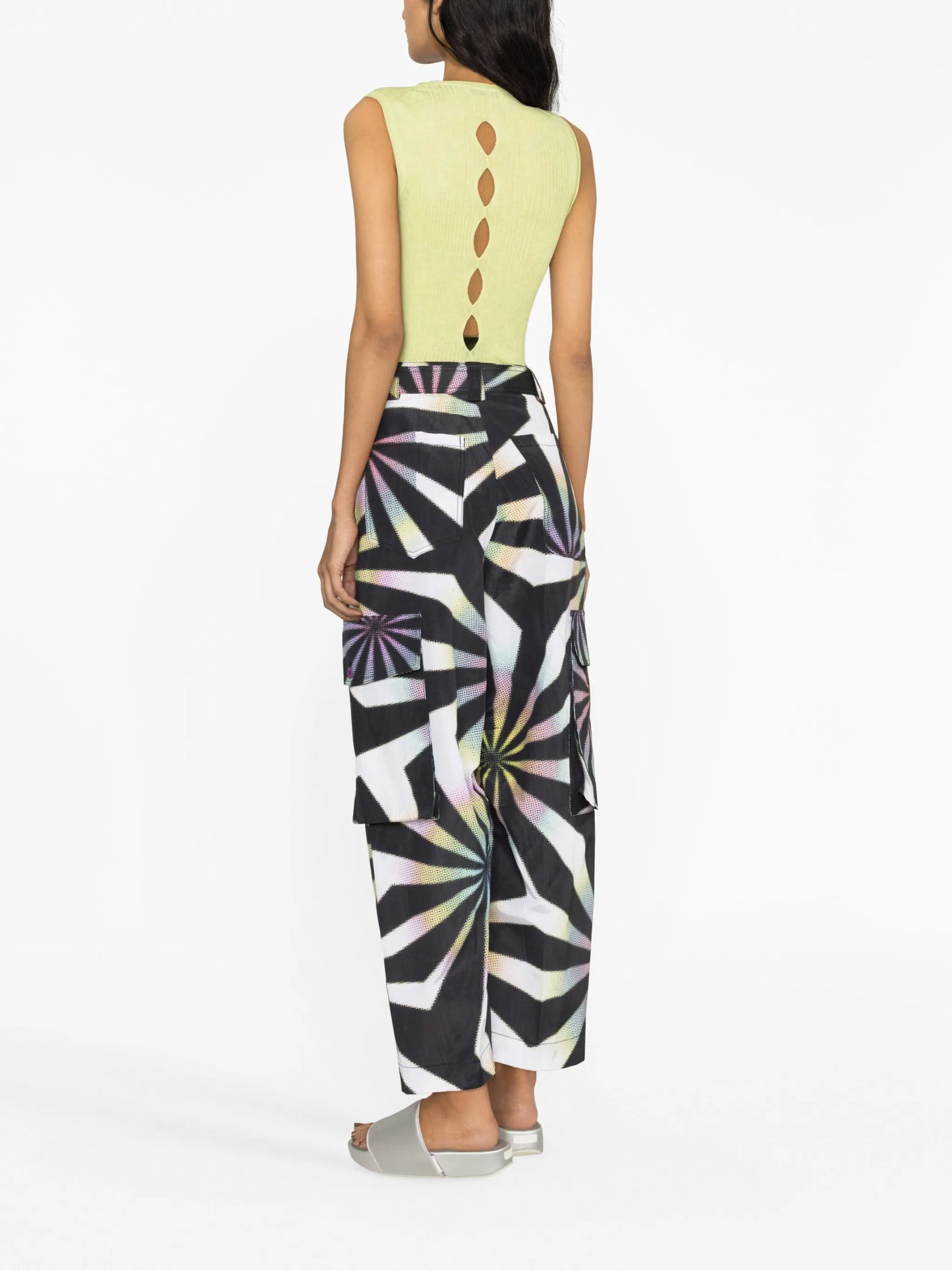 graphic-print straight-leg trousers