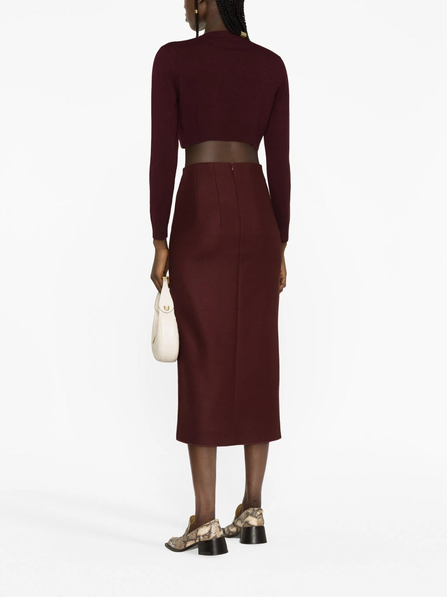 virgin-wool pencil midi skirt