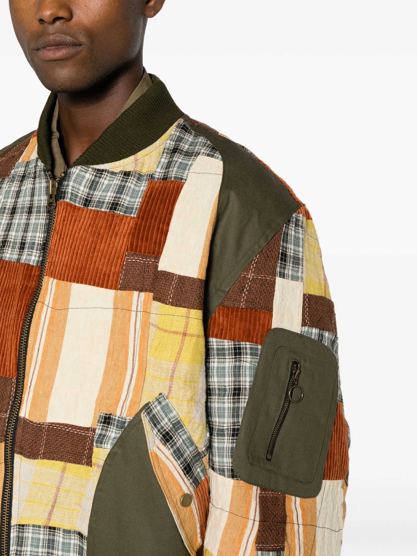 patchwork-design bomber jacket