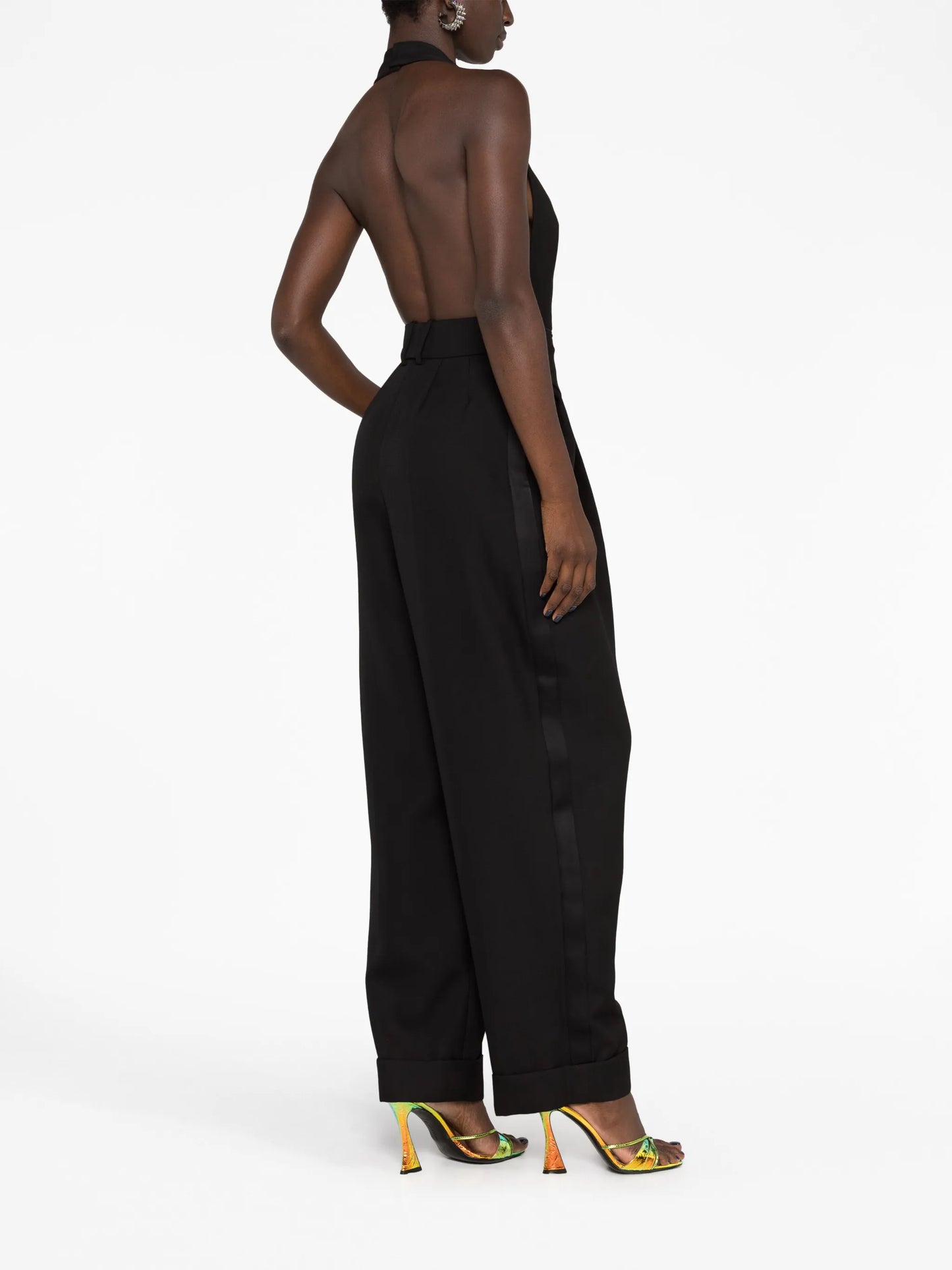 V-neck wool jumpsuit