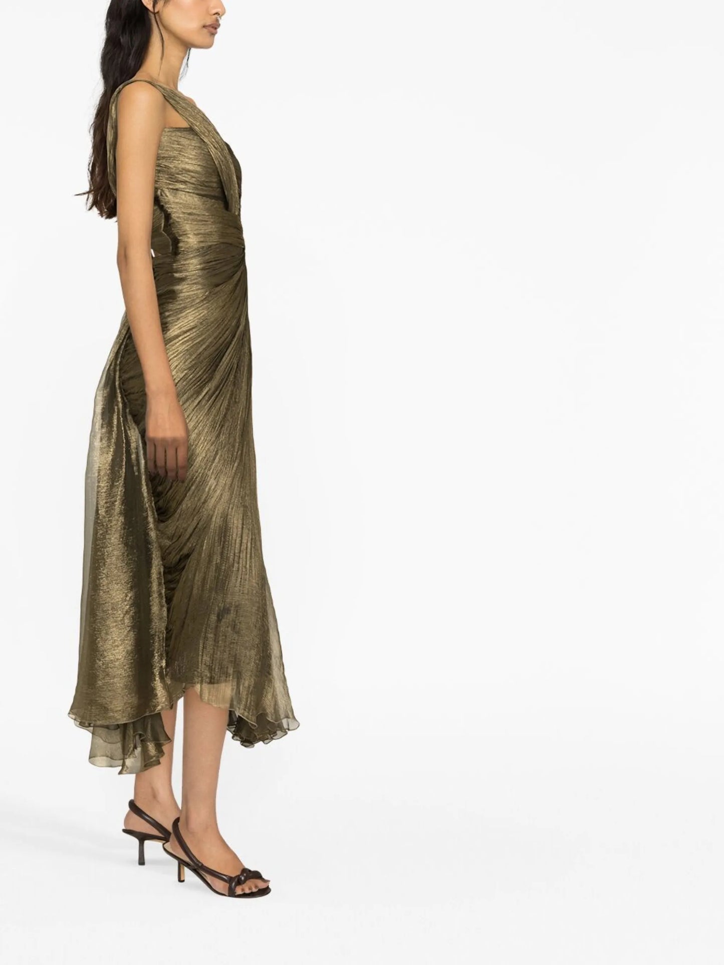 pleated asymmetric dress