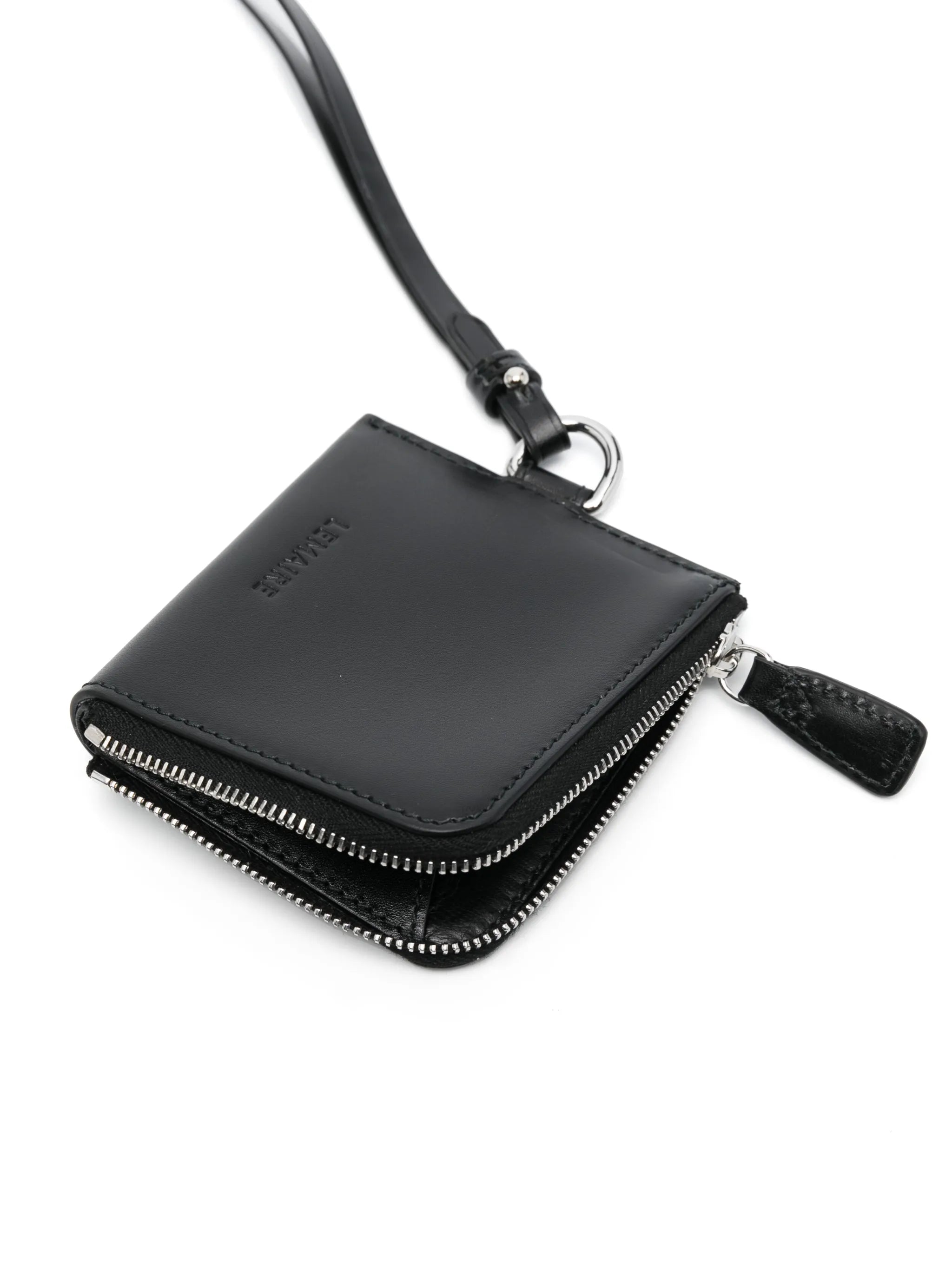 neck-strap leather wallet