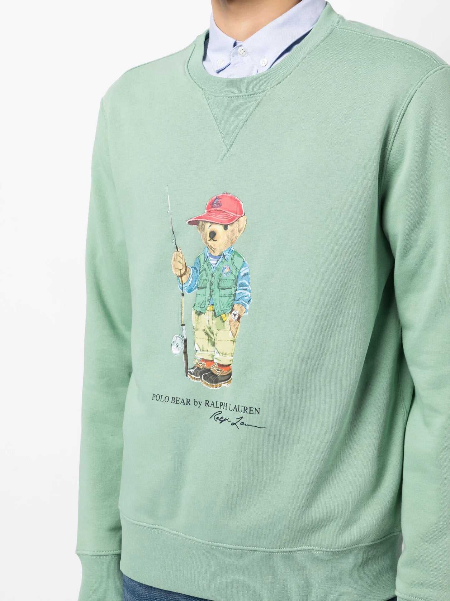 Fishing Bear faded-effect sweatshirt