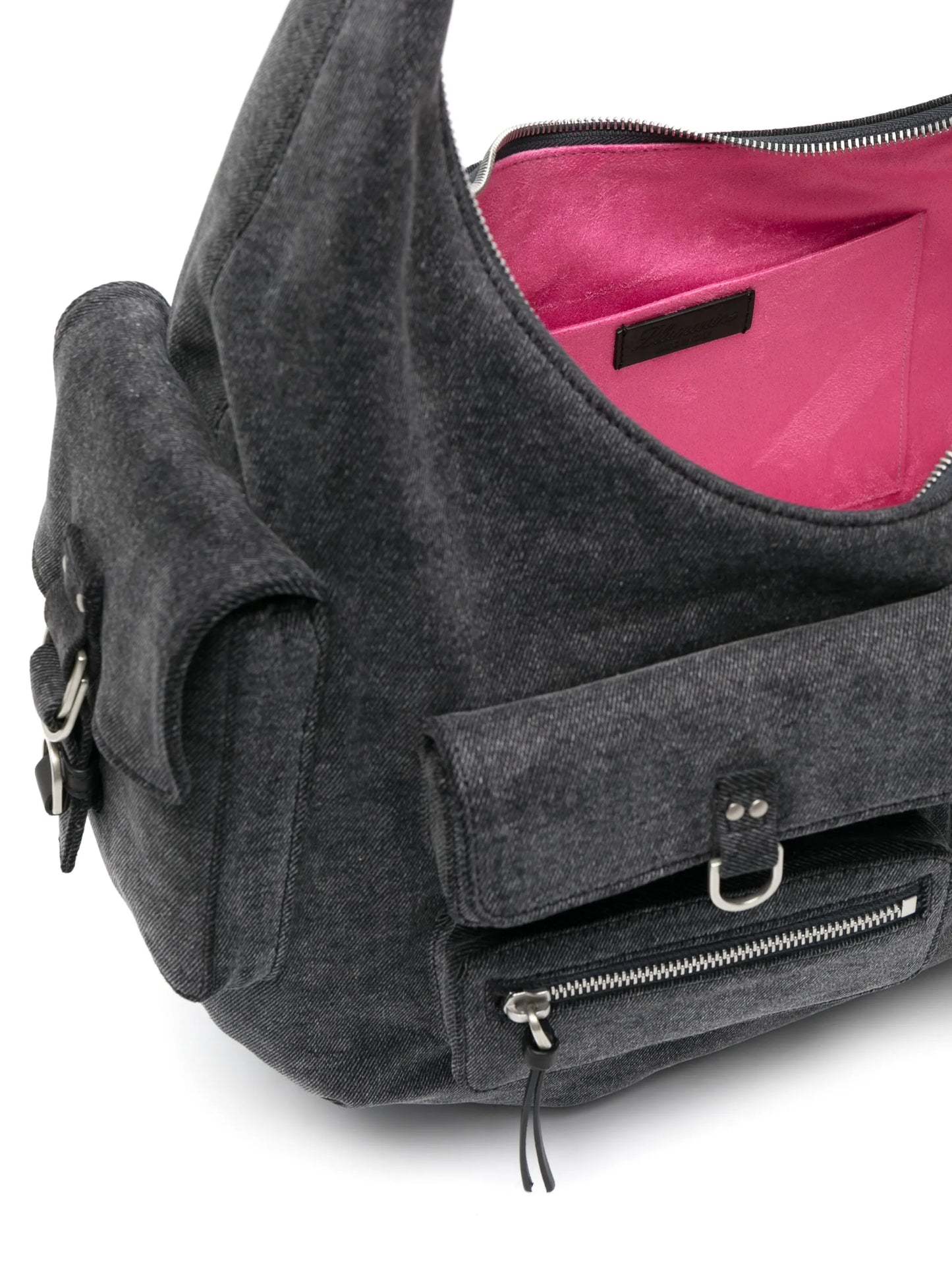 multiple-pocket denim tote bag